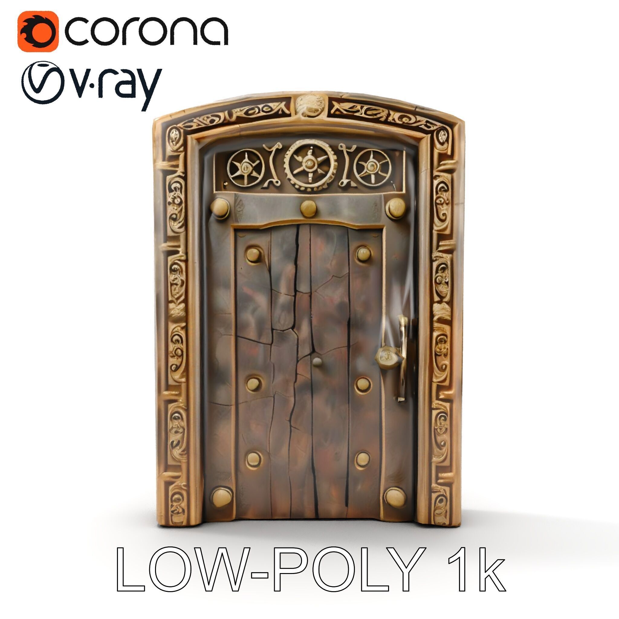 Medieval Wooden Door Model Pack Low-poly 3D model_9