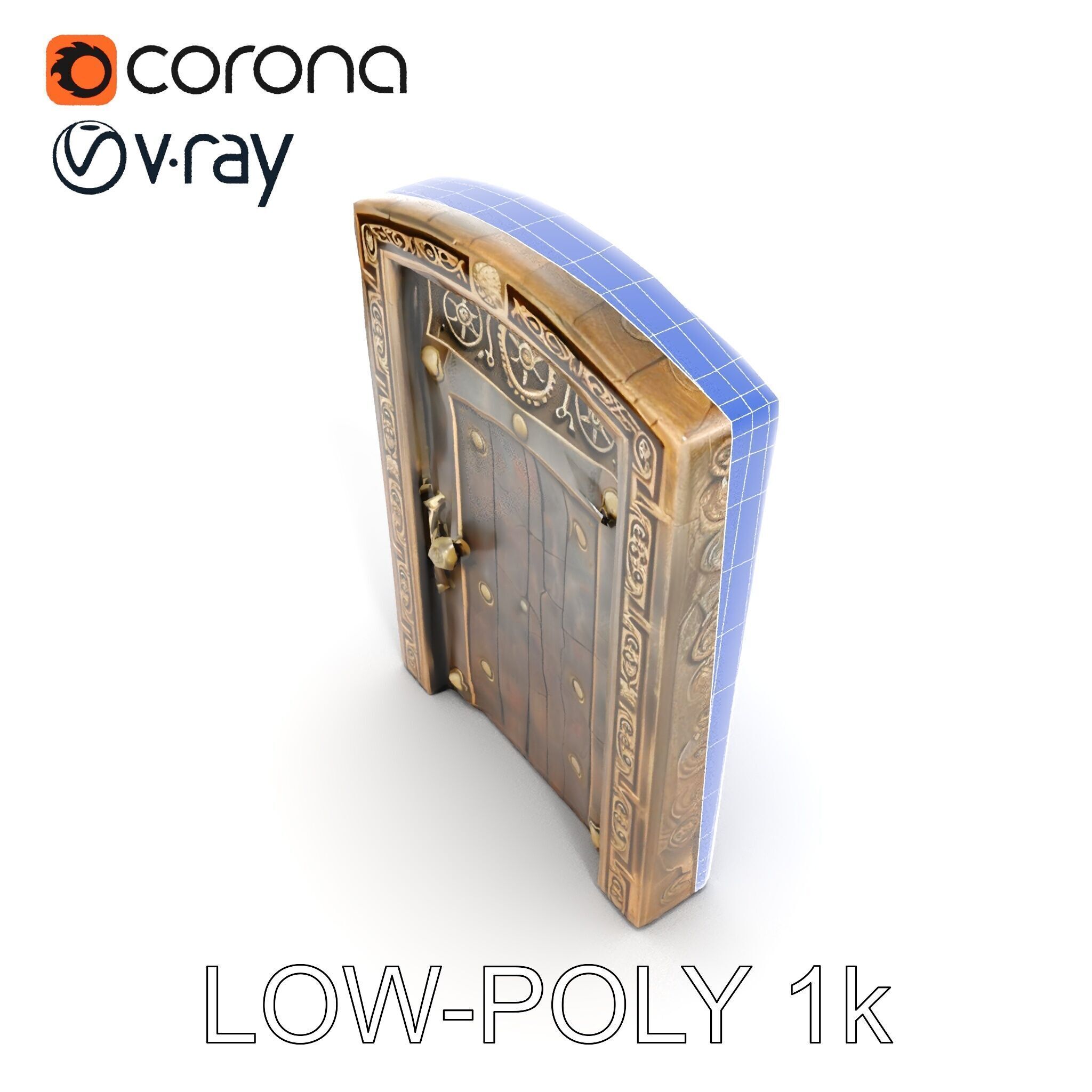 Medieval Wooden Door Model Pack Low-poly 3D model_32