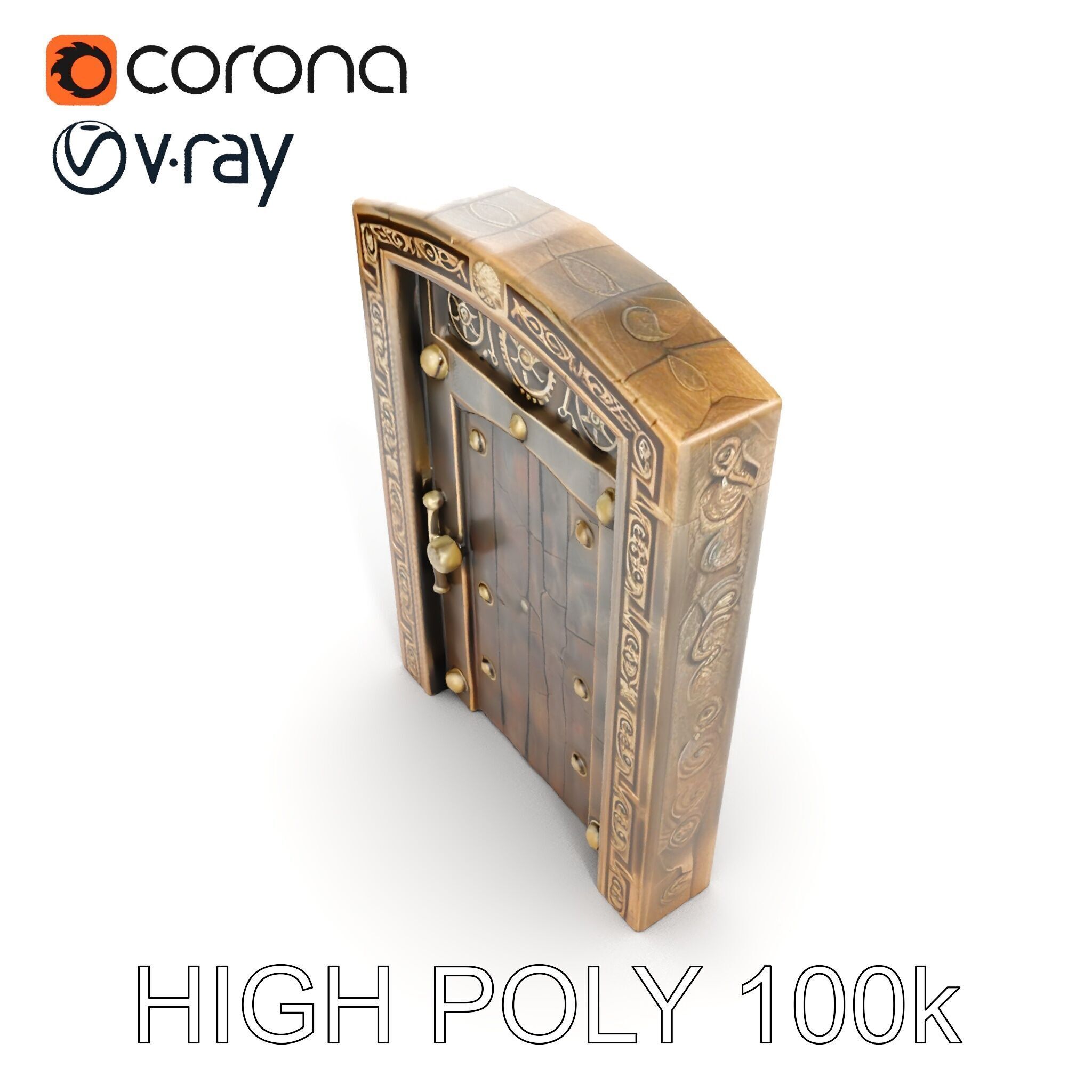 Medieval Wooden Door Model Pack Low-poly 3D model_18