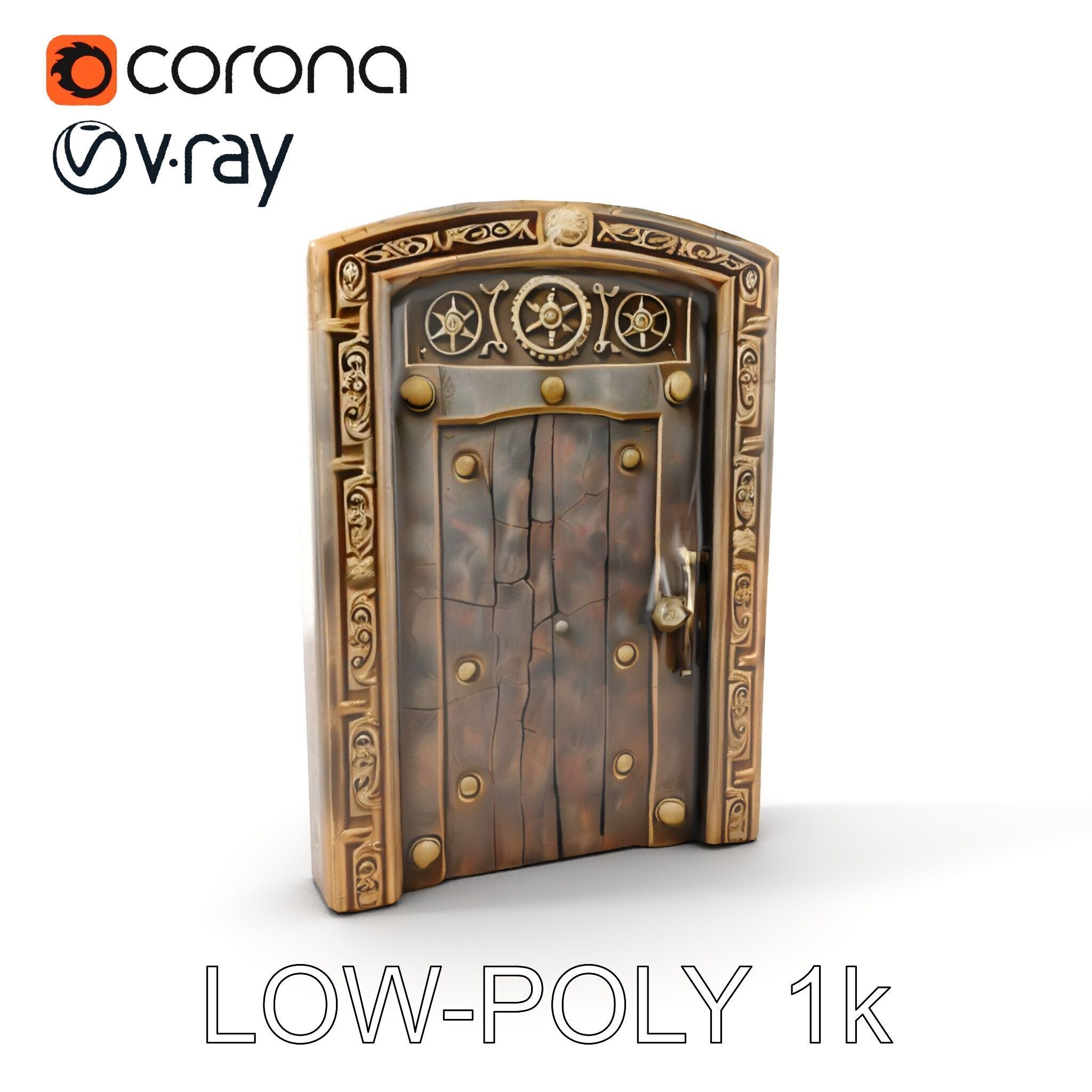 Medieval Wooden Door Model Pack Low-poly 3D model_7