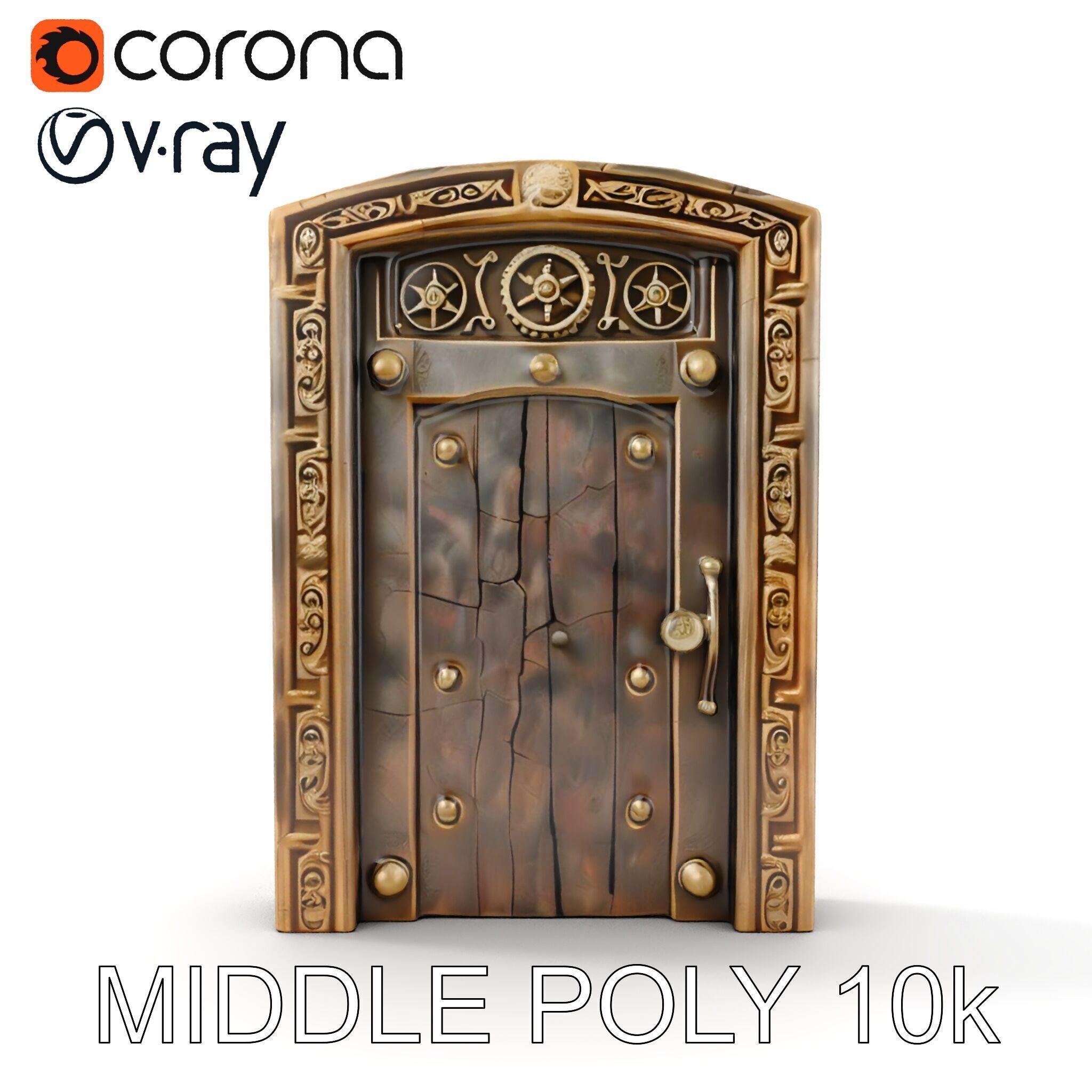 Medieval Wooden Door Model Pack Low-poly 3D model_19