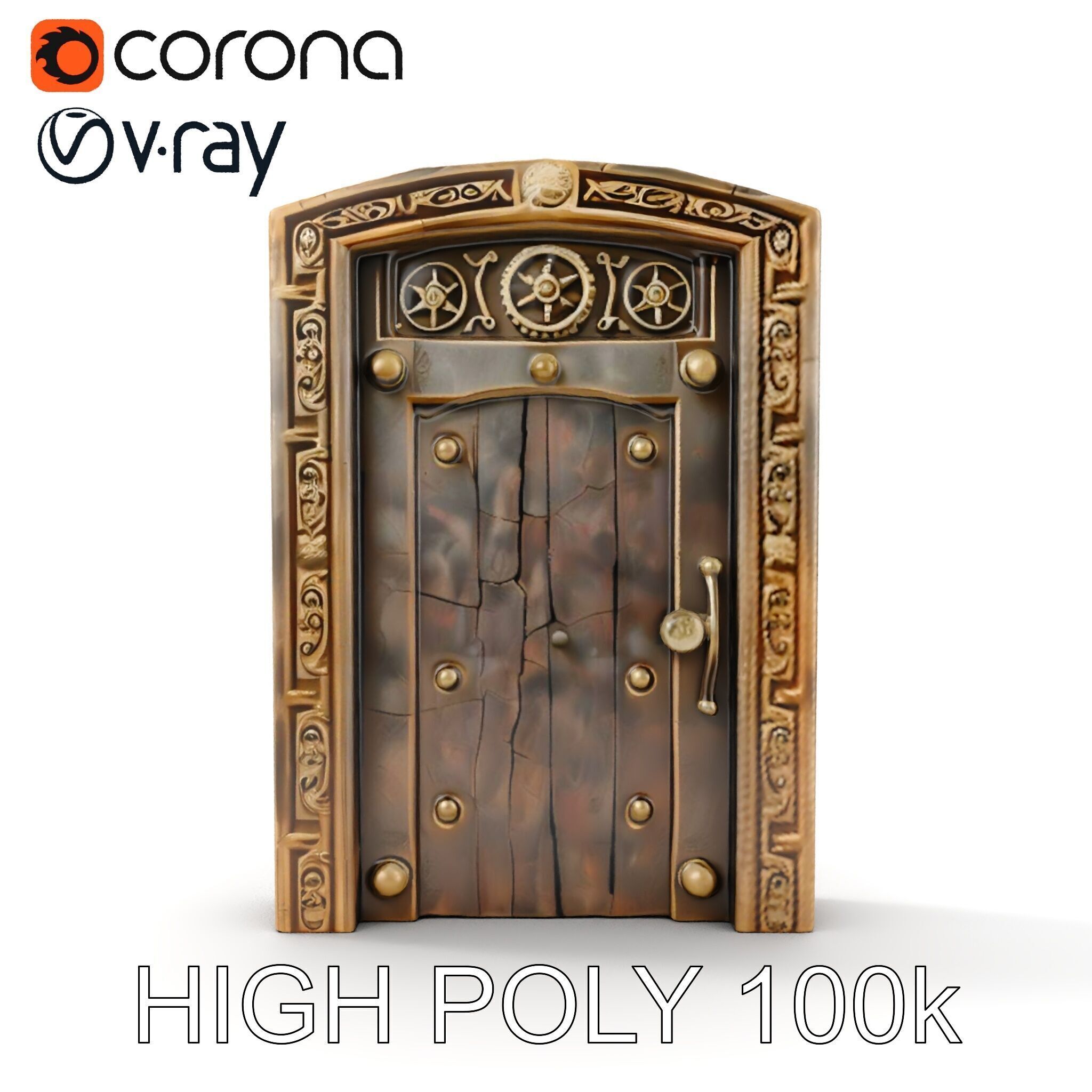 Medieval Wooden Door Model Pack Low-poly 3D model_10