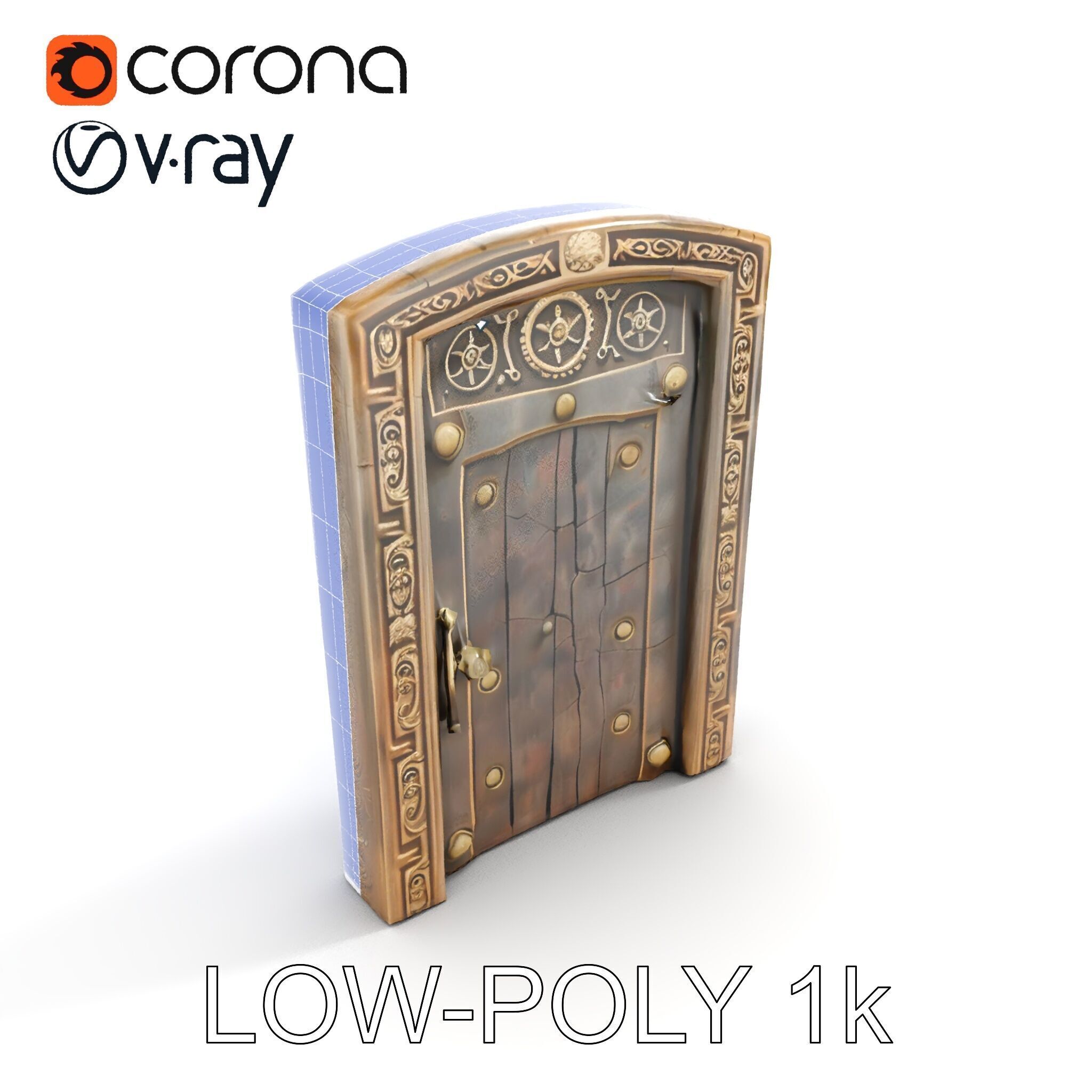 Medieval Wooden Door Model Pack Low-poly 3D model_23