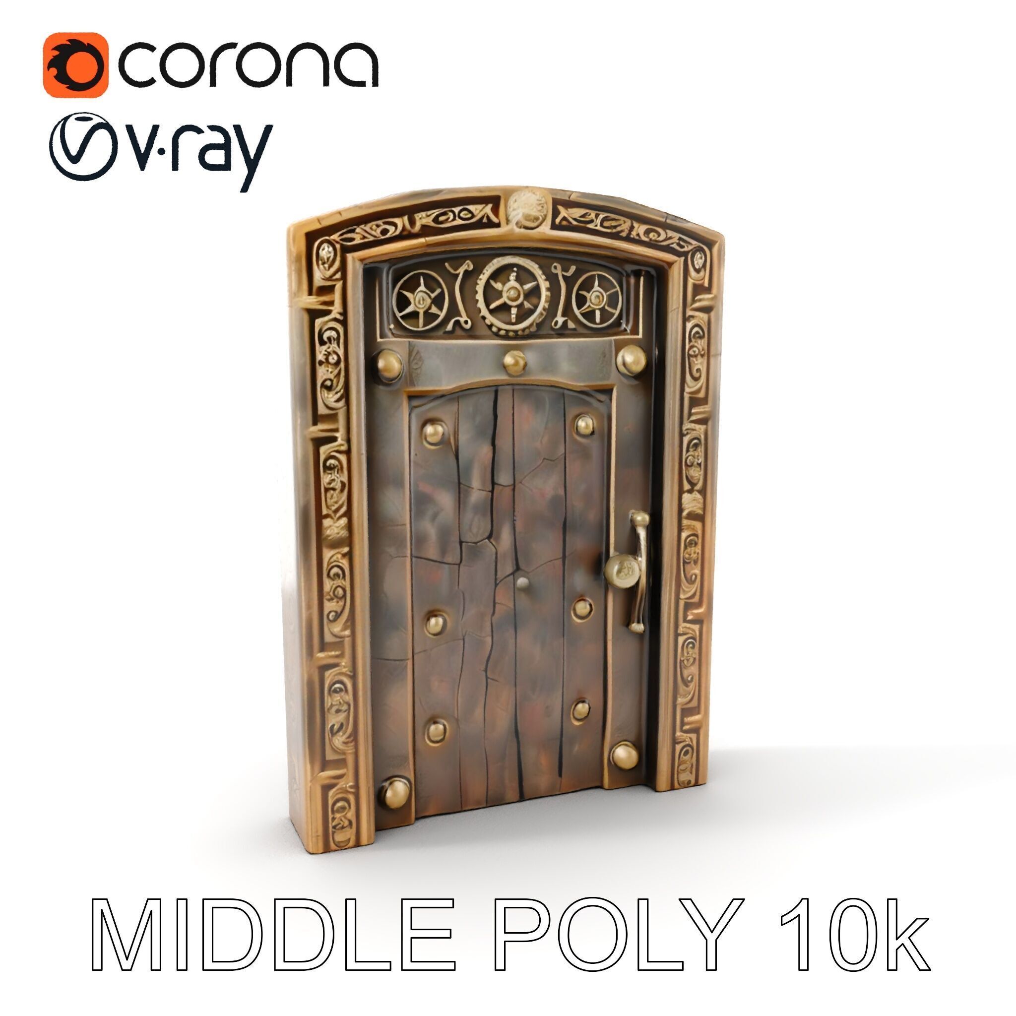 Medieval Wooden Door Model Pack Low-poly 3D model_11