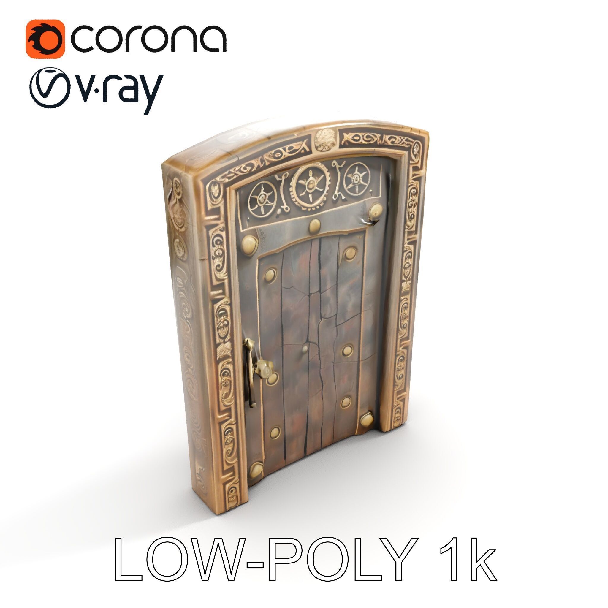 Medieval Wooden Door Model Pack Low-poly 3D model_12