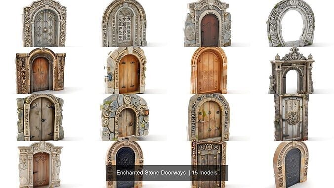 Enchanted Stone Doorways  3D Model Collection