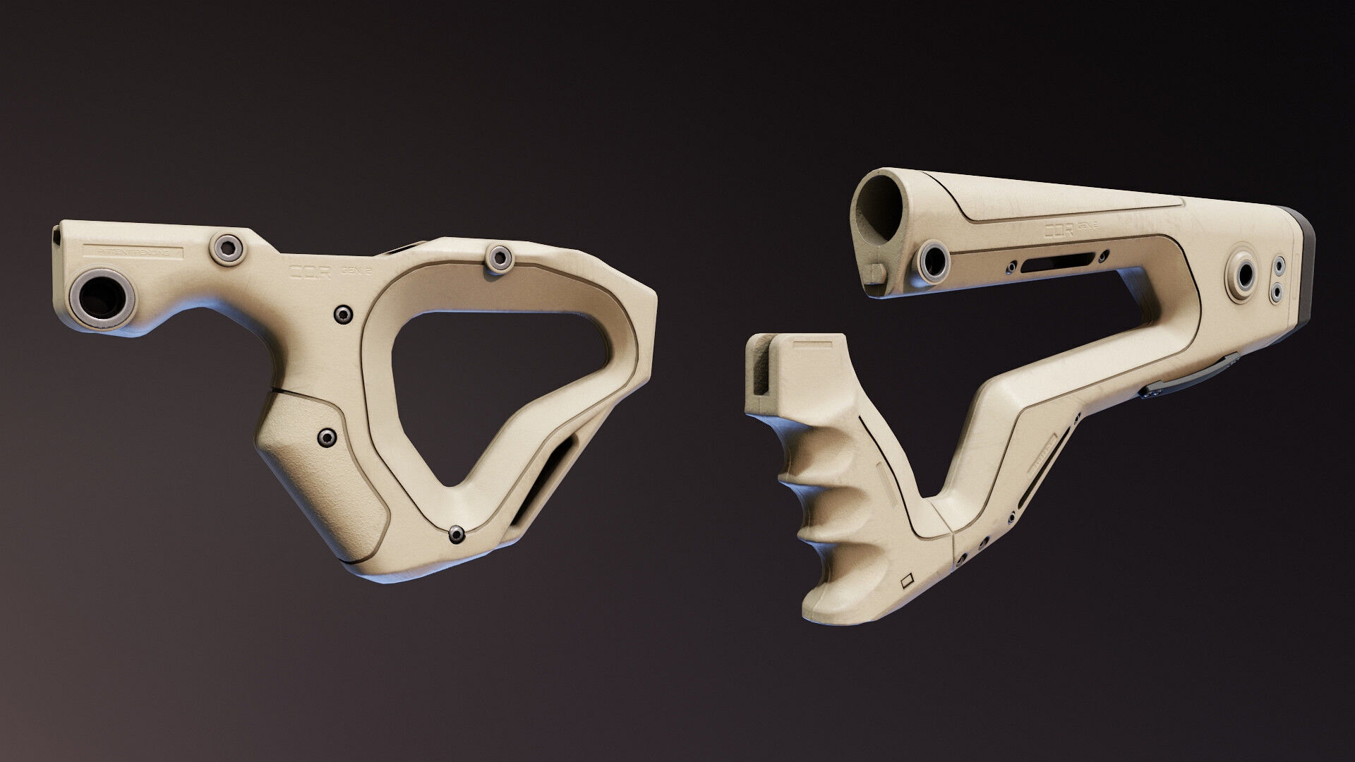 CQR Gen 2 AR Stock and Grip Low-poly 3D model_1