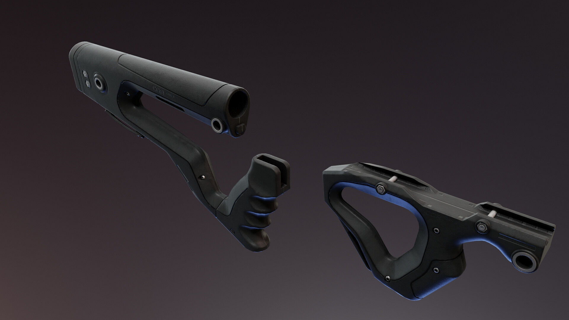 CQR Gen 2 AR Stock and Grip Low-poly 3D model_2