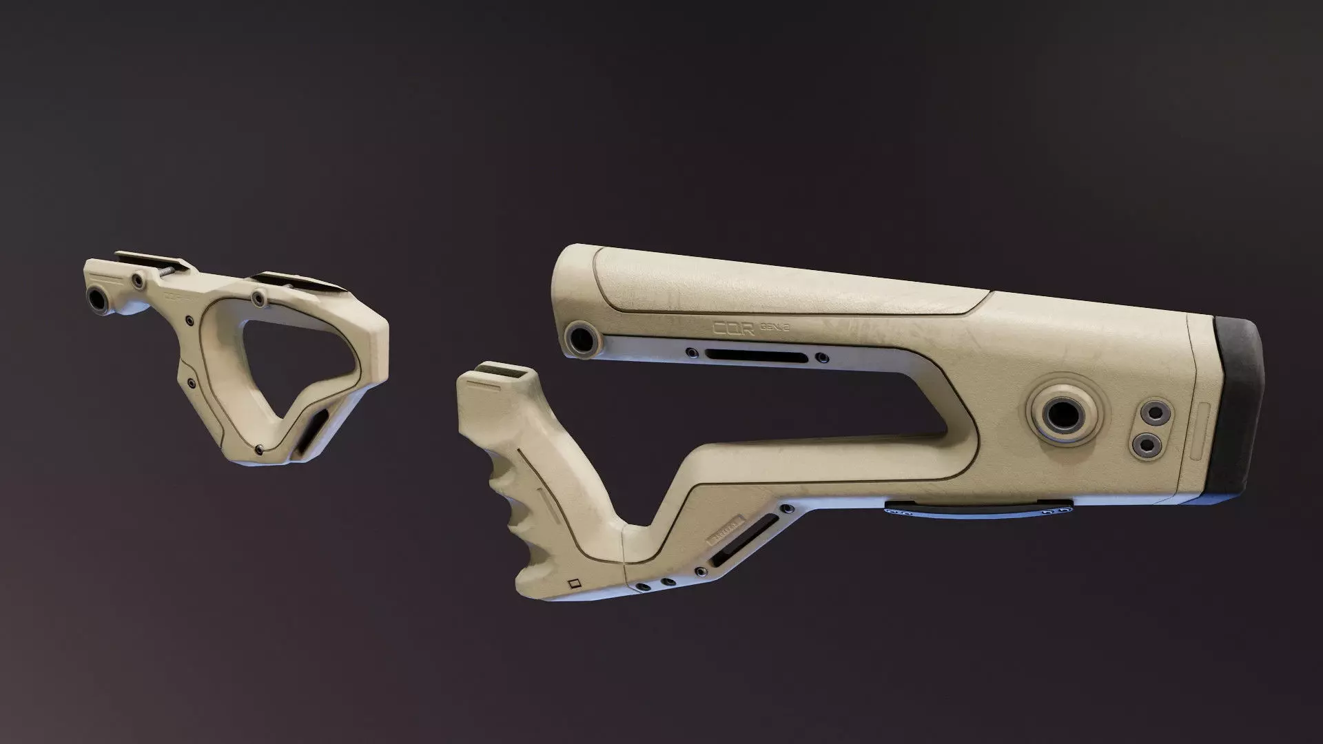 CQR Gen 2 AR Stock and Grip Low-poly 3D model_0