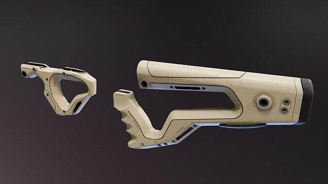CQR Gen 2 AR Stock and Grip Low-poly 3D model