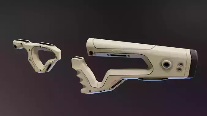 CQR Gen 2 AR Stock and Grip Low-poly 3D model