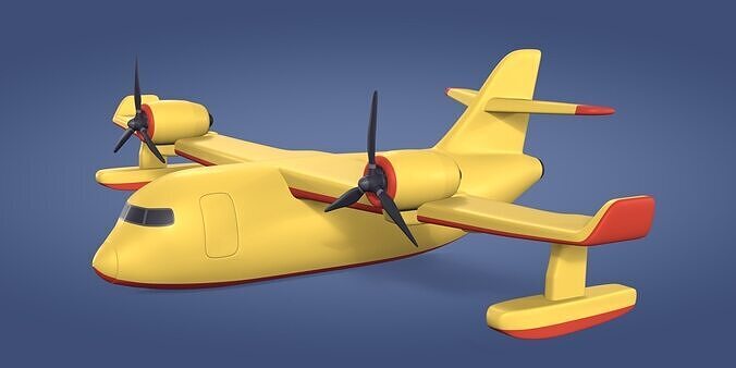 Generic Firefighting Aircraft - Airplane - Seaplane - Floatplane Low-poly 3D model