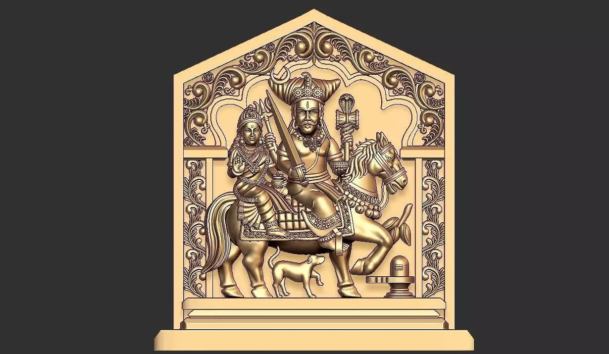 khandoba pendent  3D print model_0