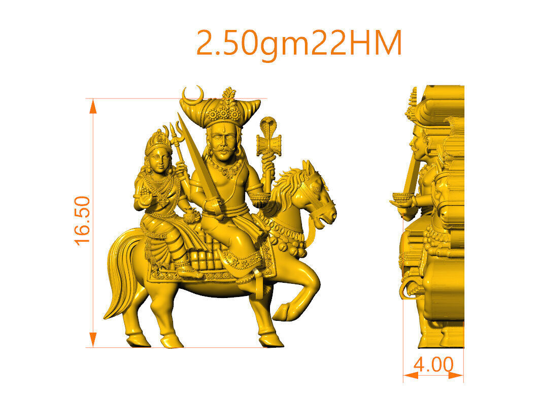 khandoba pendent  3D print model_7