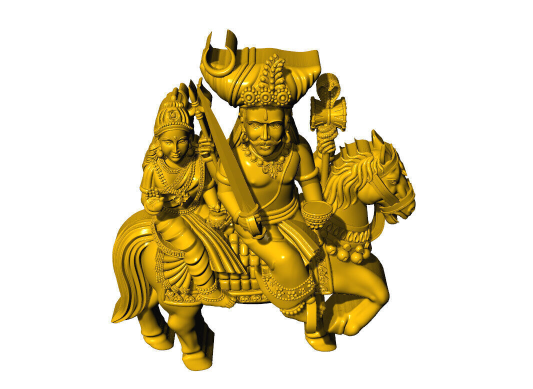 khandoba pendent  3D print model_2