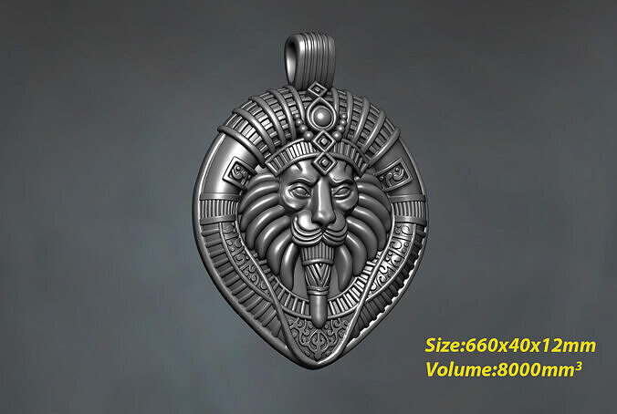 Lion head Egyptian style designer Pendant 3D print model