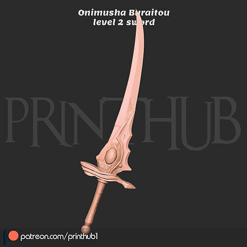 Buraitou Sword Level 2  Onimusha 2 Fan Art Cosplay Prop STL File 3D print model