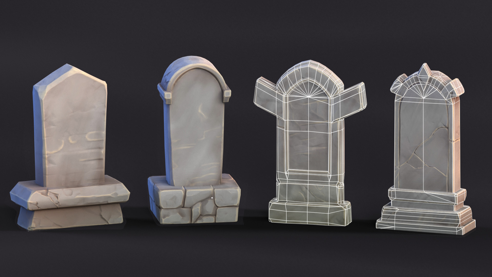 Large Tombstone Low-poly 3D model_1