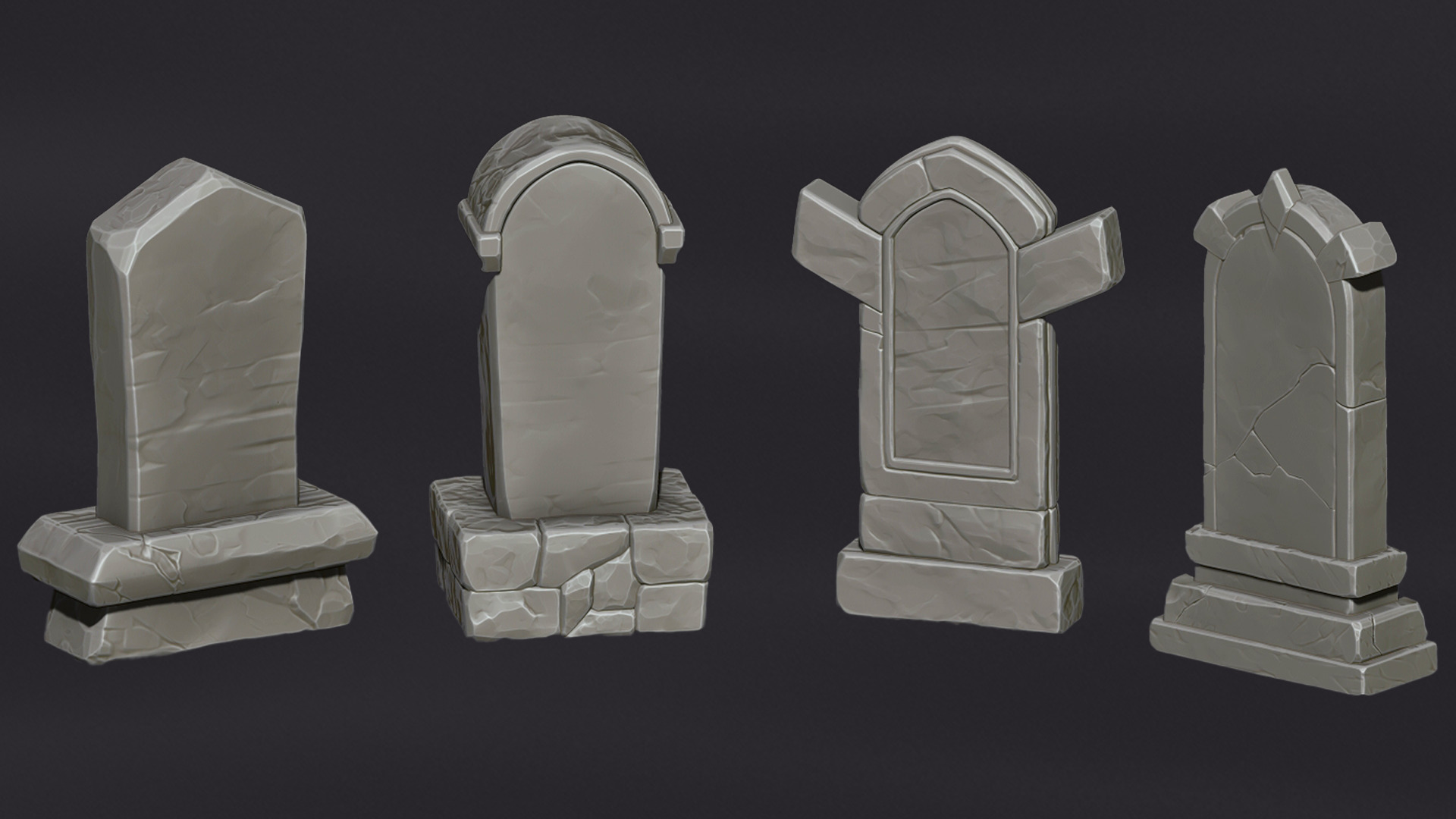 Large Tombstone Low-poly 3D model_2