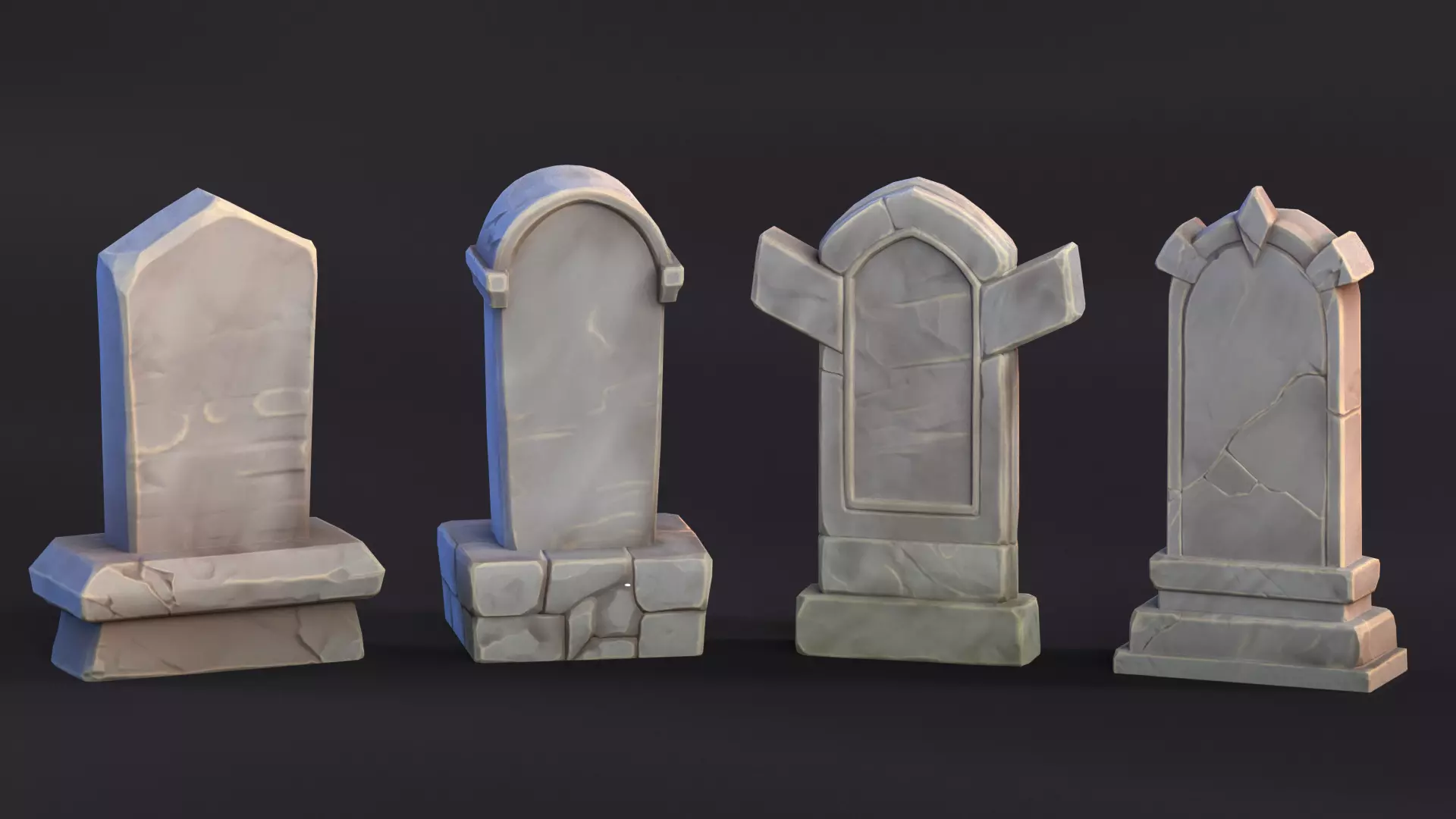 Large Tombstone Low-poly 3D model_0