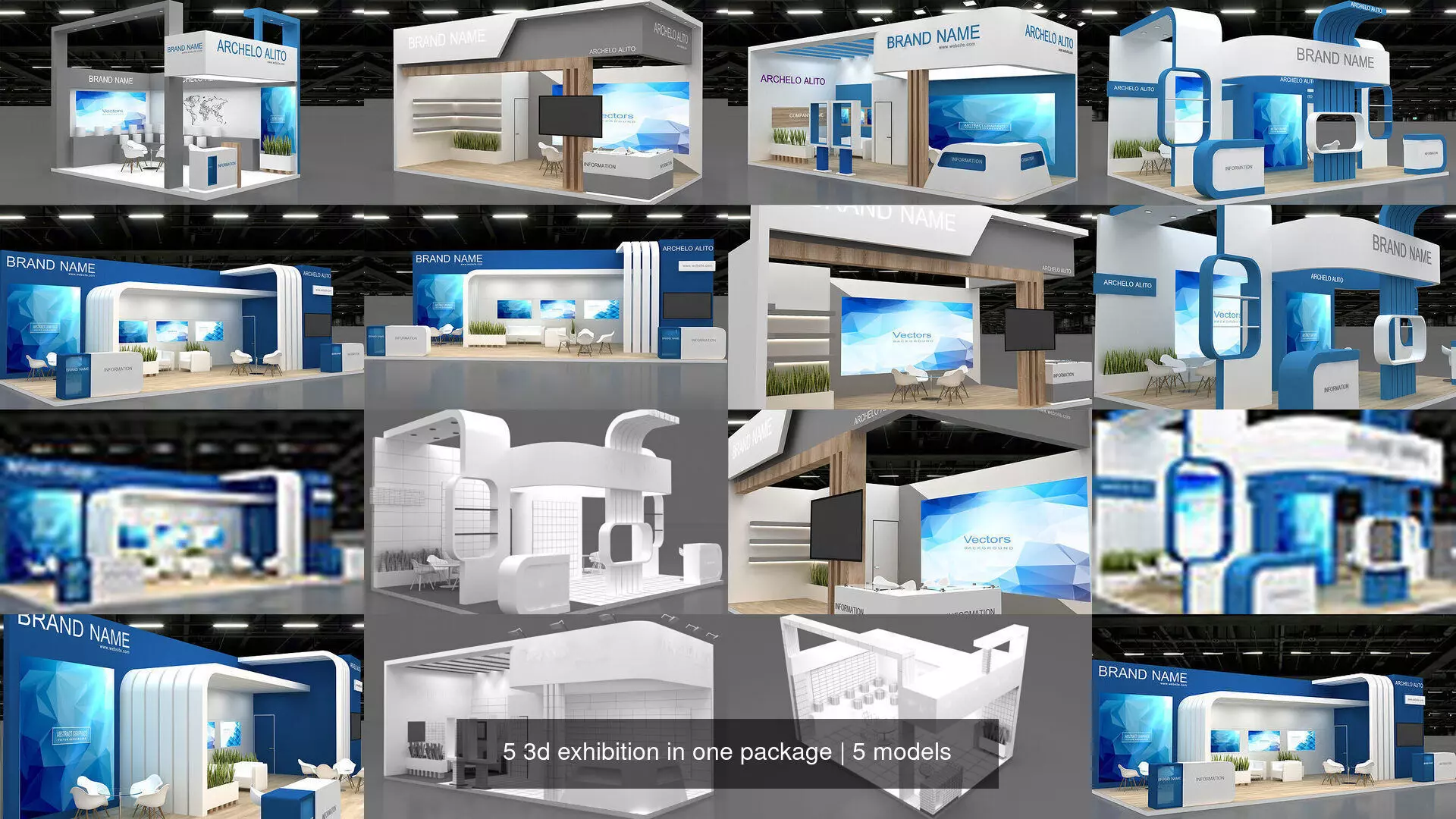 5 3d exhibition in one package 3D Model Collection_1