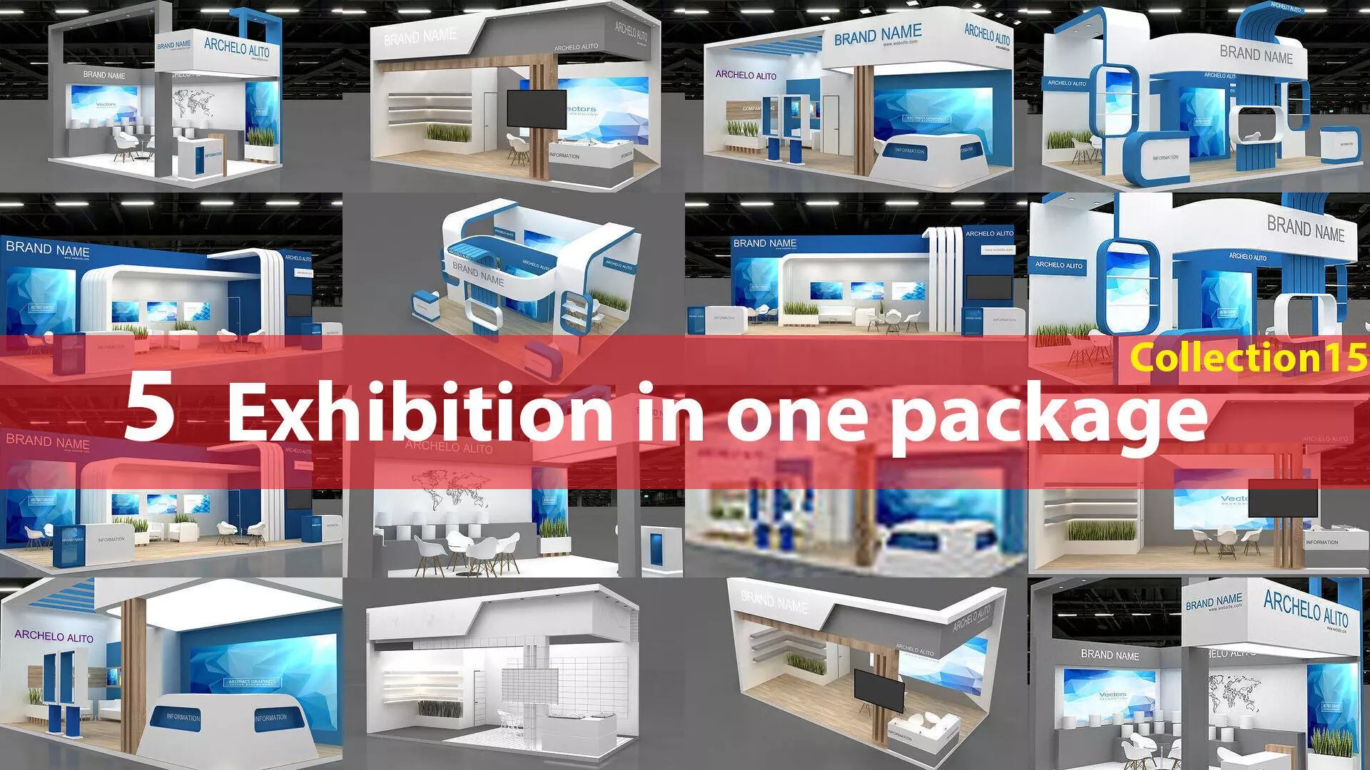 5 3d exhibition in one package 3D Model Collection_0