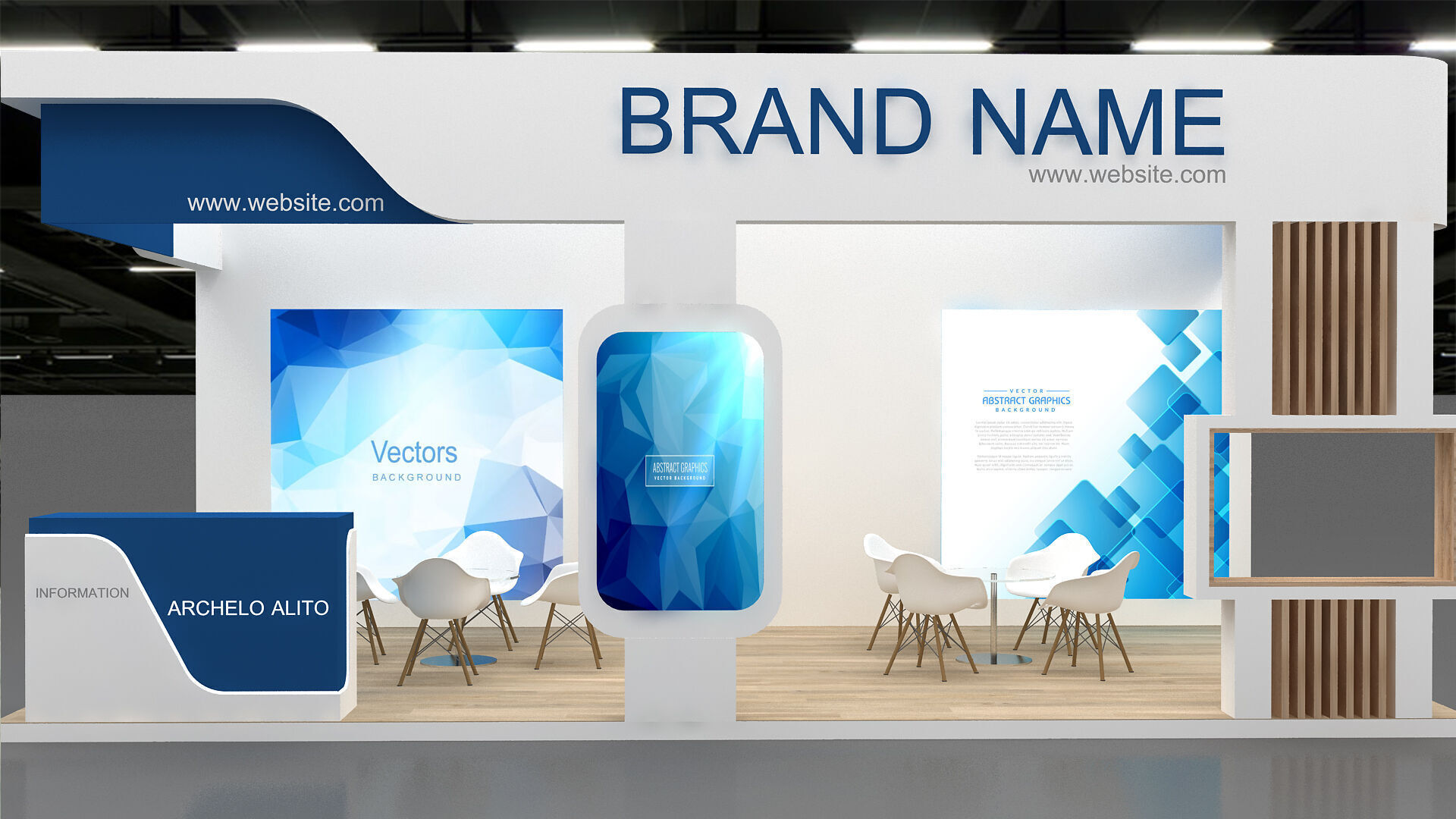 booth 3D Low-poly 3D model_3