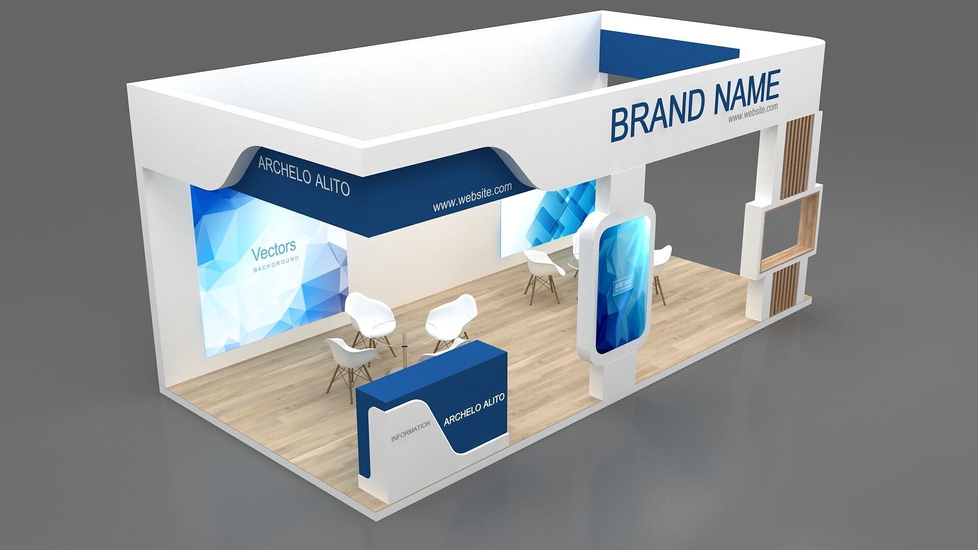 booth 3D Low-poly 3D model_4