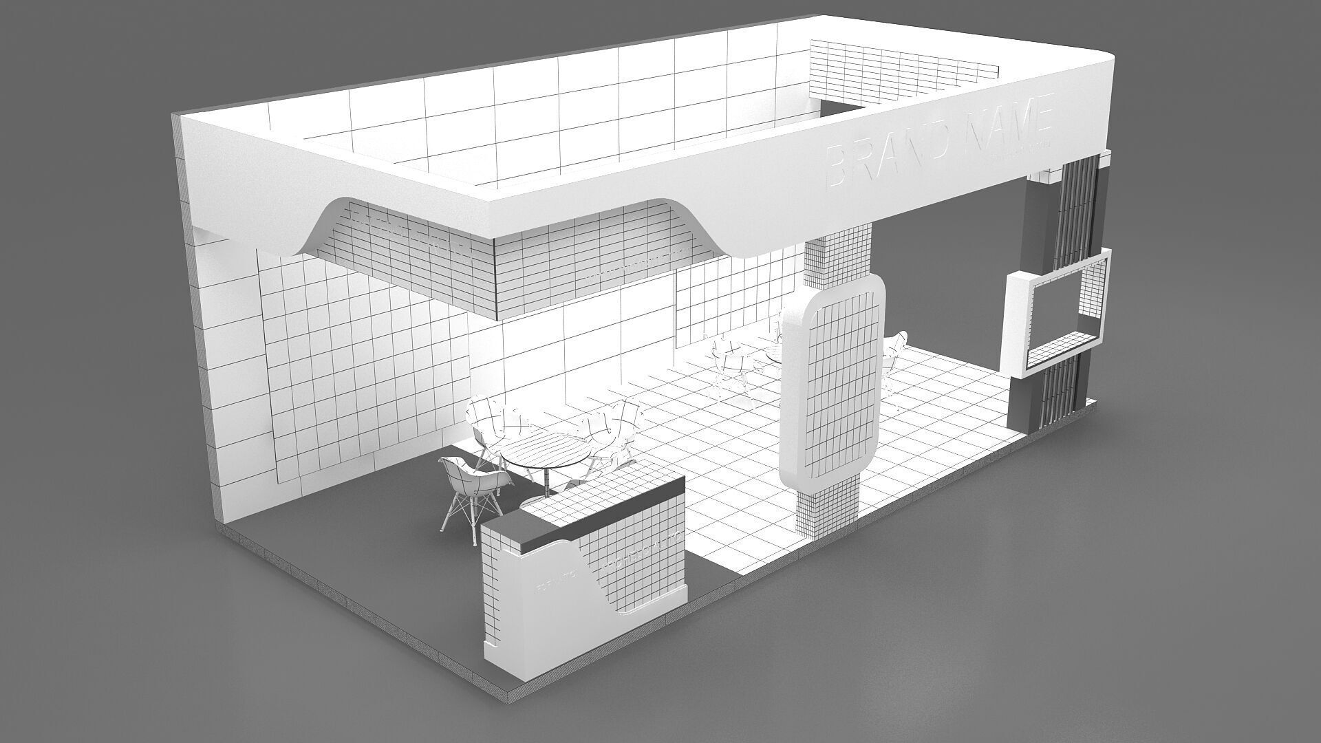 booth 3D Low-poly 3D model_8