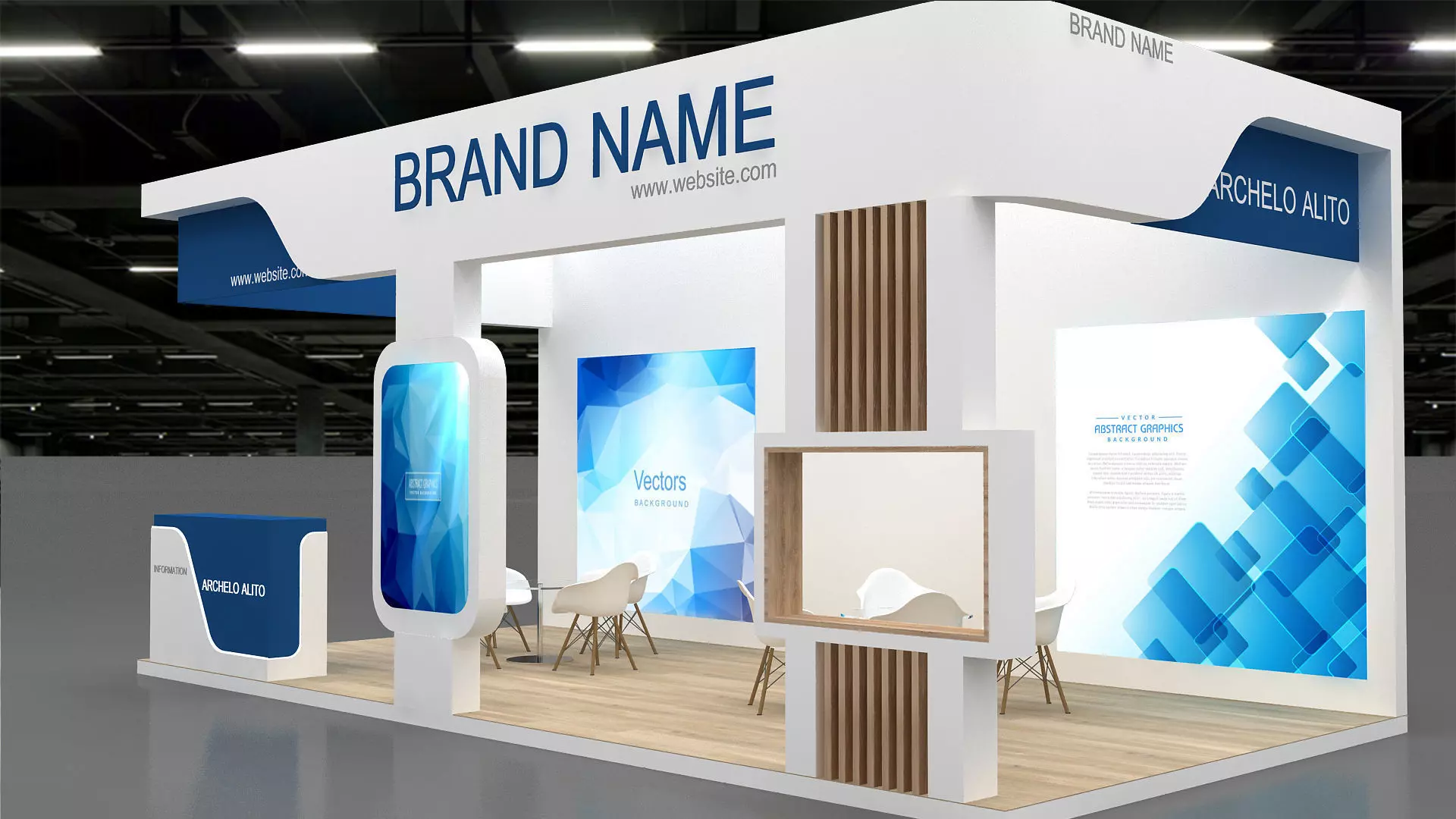 booth 3D Low-poly 3D model_0