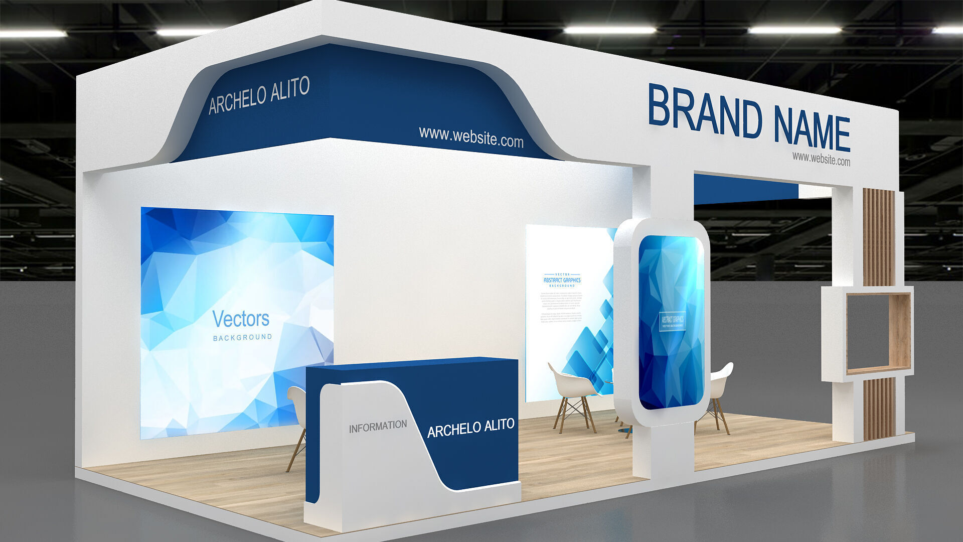 booth 3D Low-poly 3D model_1