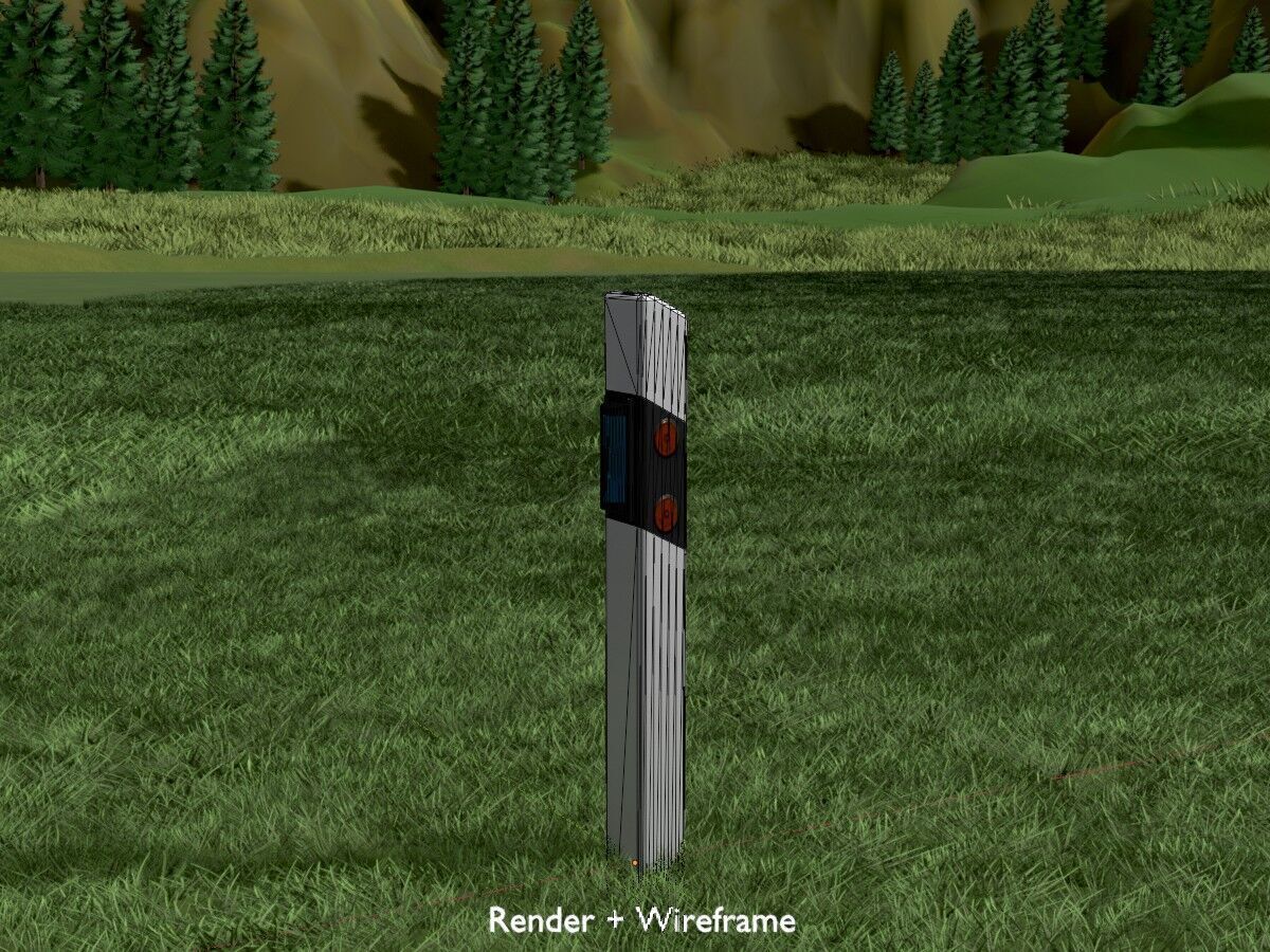 Delineator with wildlife warning reflector yellow L Low-poly 3D model_9