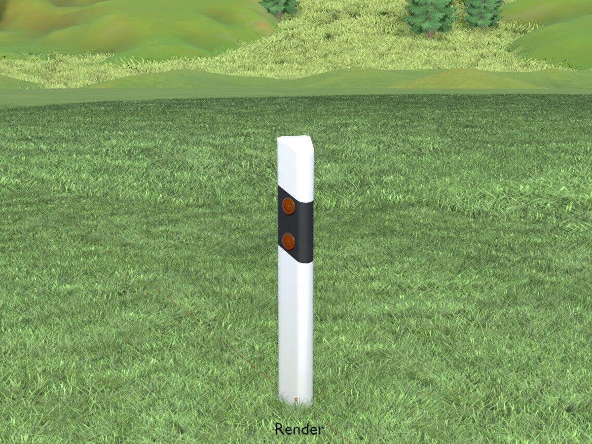 Delineator with wildlife warning reflector yellow L Low-poly 3D model_18