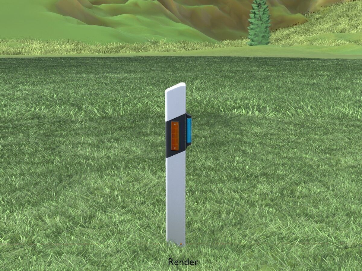 Delineator with wildlife warning reflector yellow L Low-poly 3D model_19