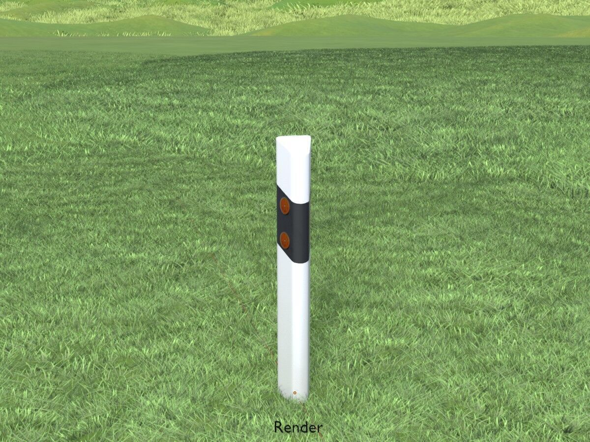 Delineator with wildlife warning reflector yellow L Low-poly 3D model_14