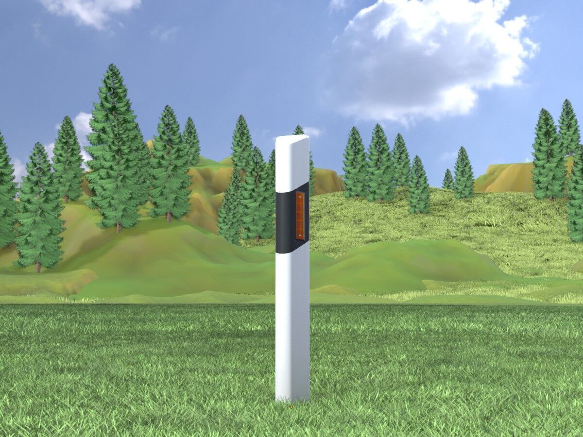 Delineator with wildlife warning reflector yellow L Low-poly 3D model_5