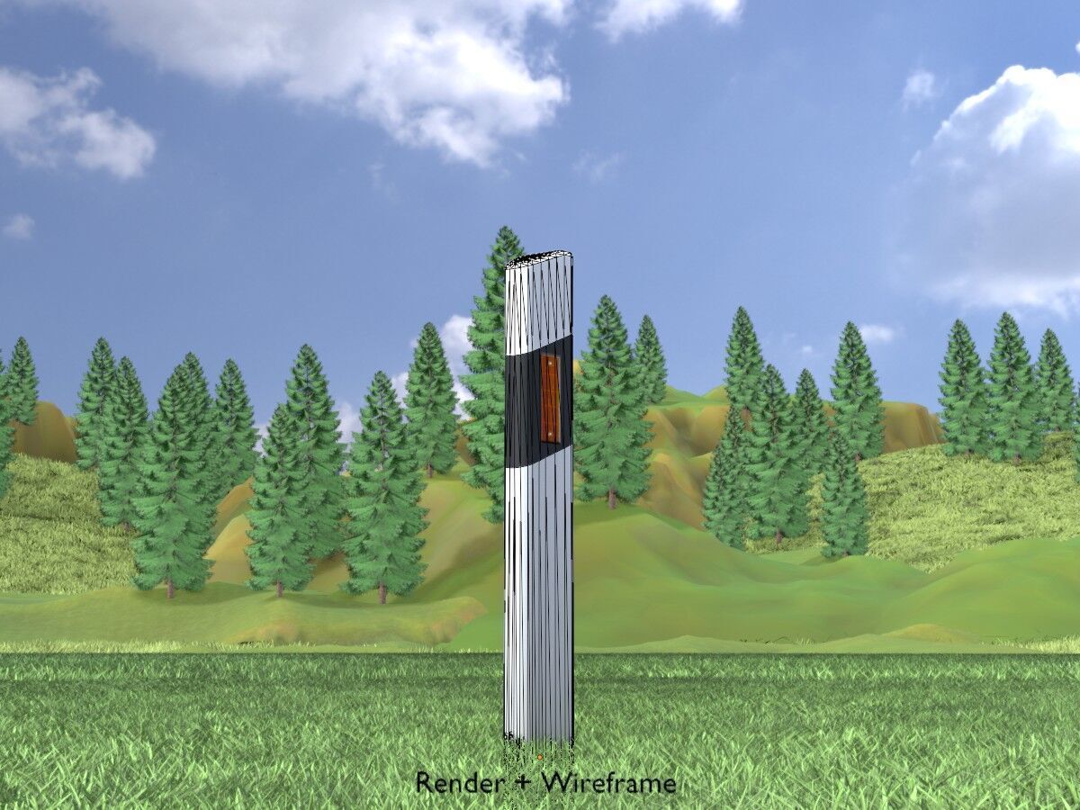 Delineator with wildlife warning reflector yellow L Low-poly 3D model_7