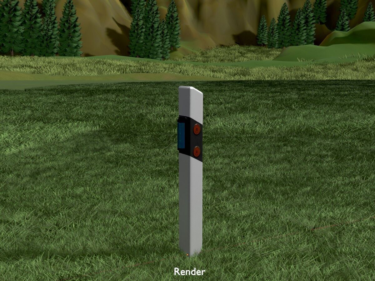 Delineator with wildlife warning reflector yellow L Low-poly 3D model_17