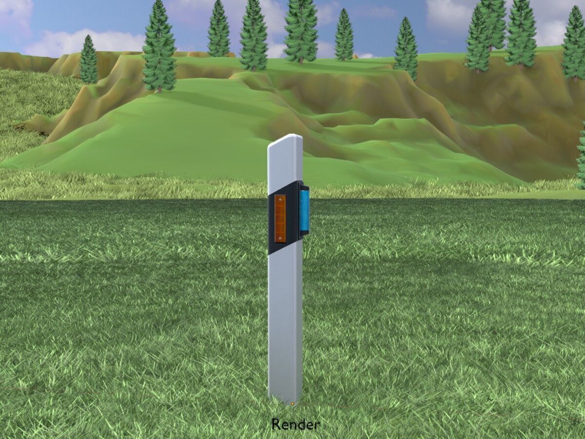 Delineator with wildlife warning reflector yellow L Low-poly 3D model_15