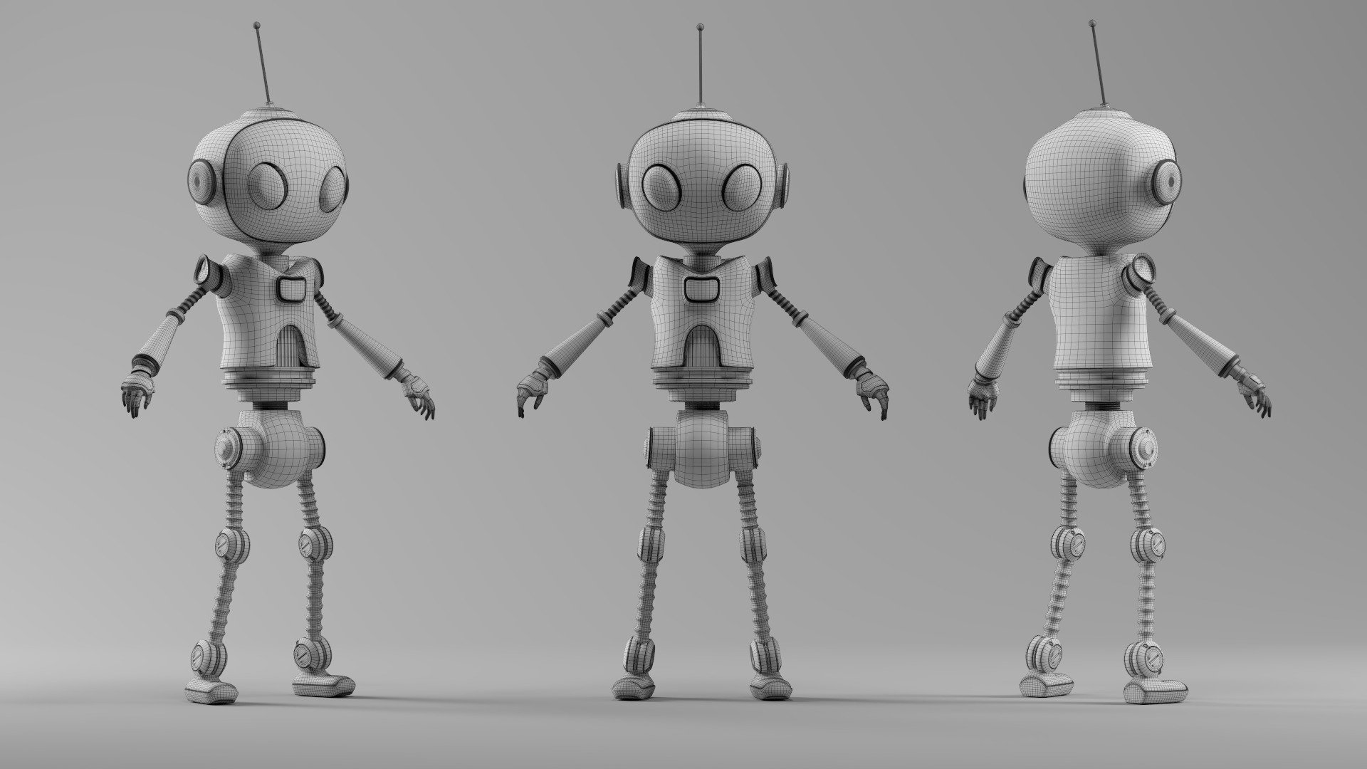 SCI FI Futuristic Cartoon Robot Low-poly 3D model_9