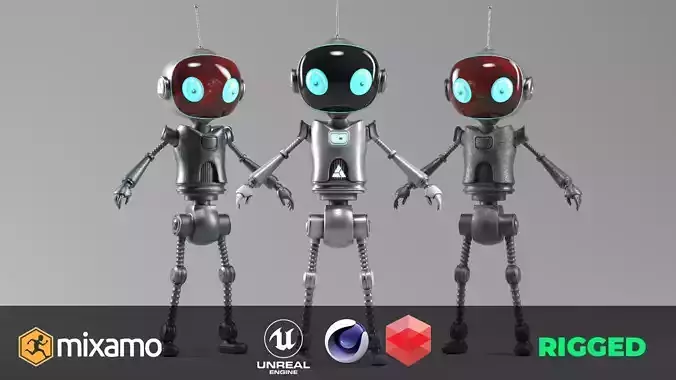 SCI FI Futuristic Cartoon Robot Low-poly 3D model