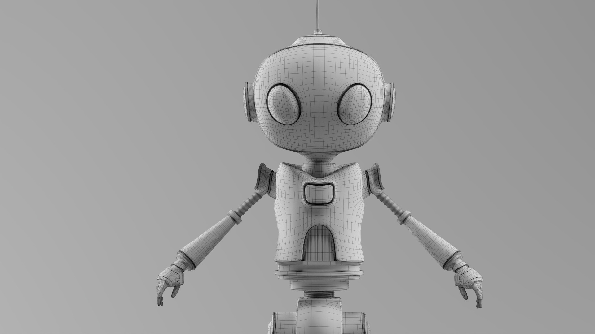 SCI FI Futuristic Cartoon Robot Low-poly 3D model_7