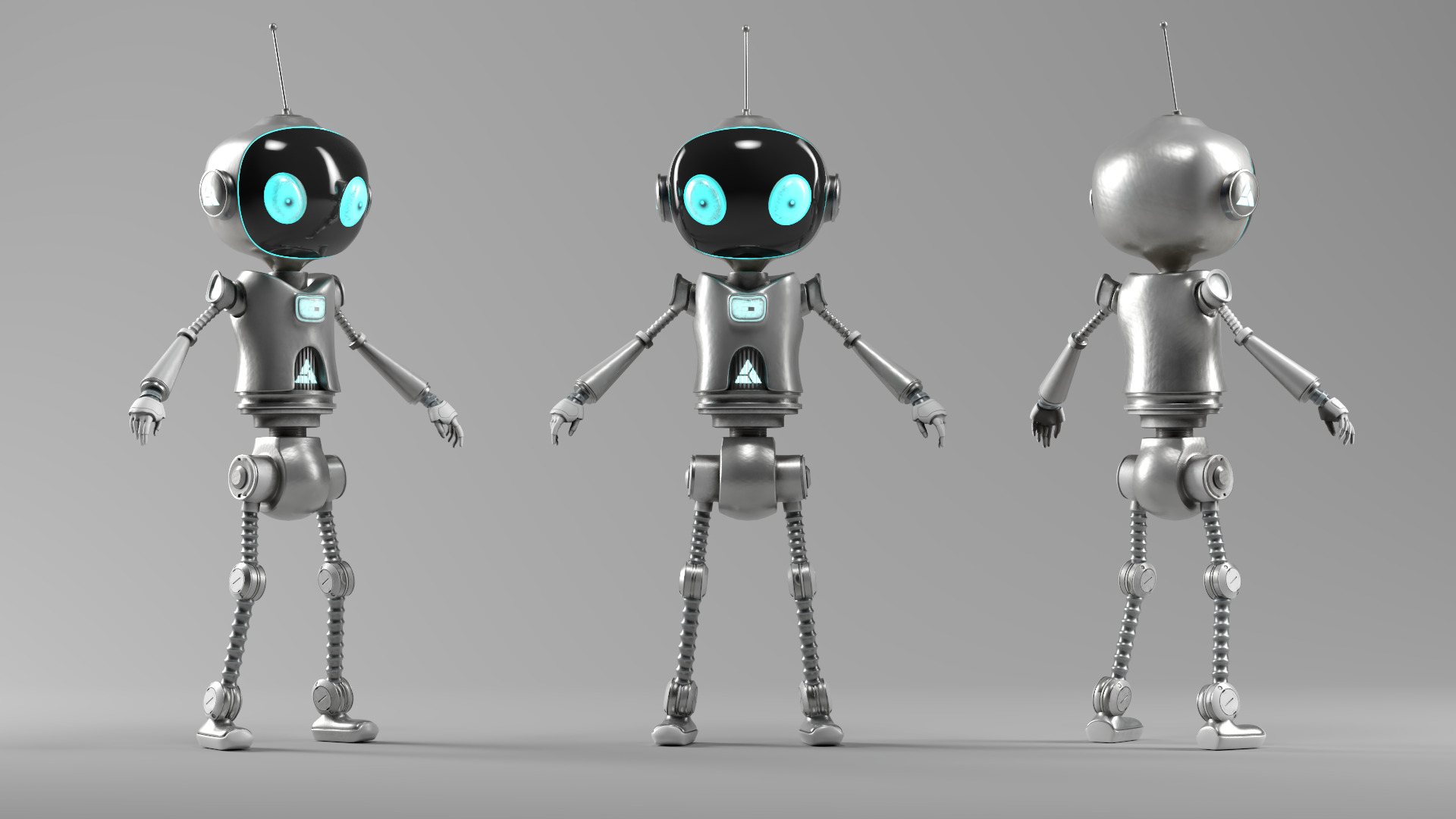 SCI FI Futuristic Cartoon Robot Low-poly 3D model_2