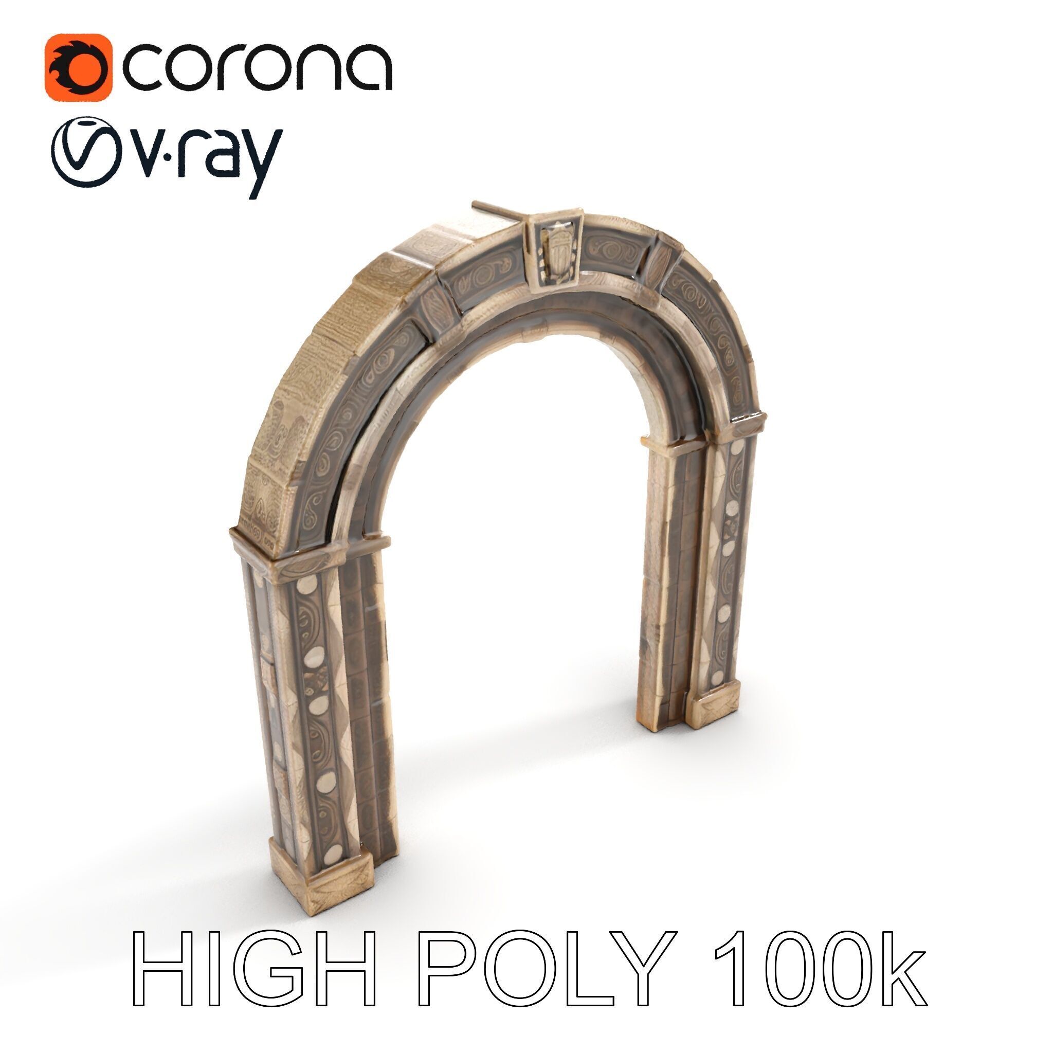 Ornate Archway D Model Pack Low-poly 3D model_9