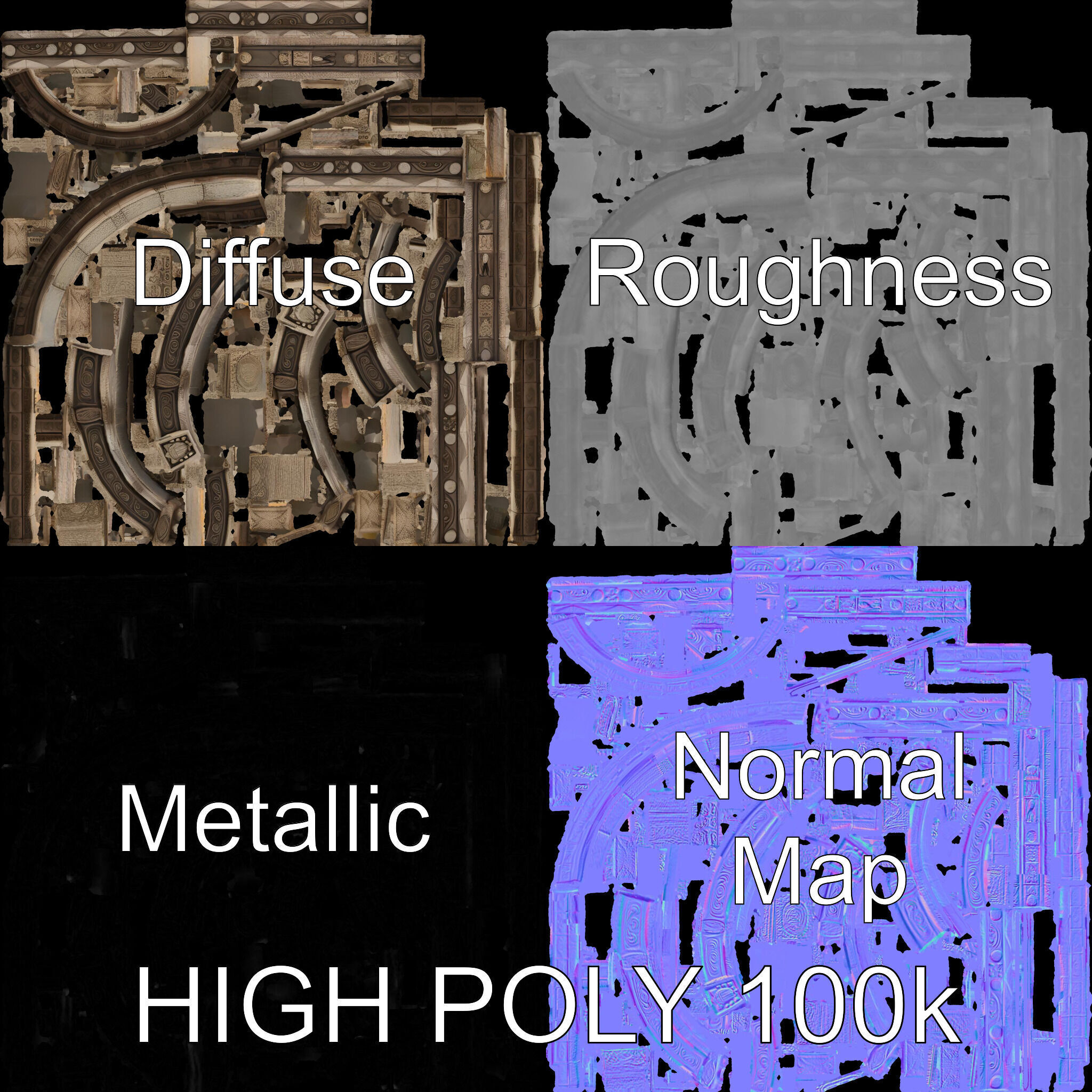 Ornate Archway D Model Pack Low-poly 3D model_3