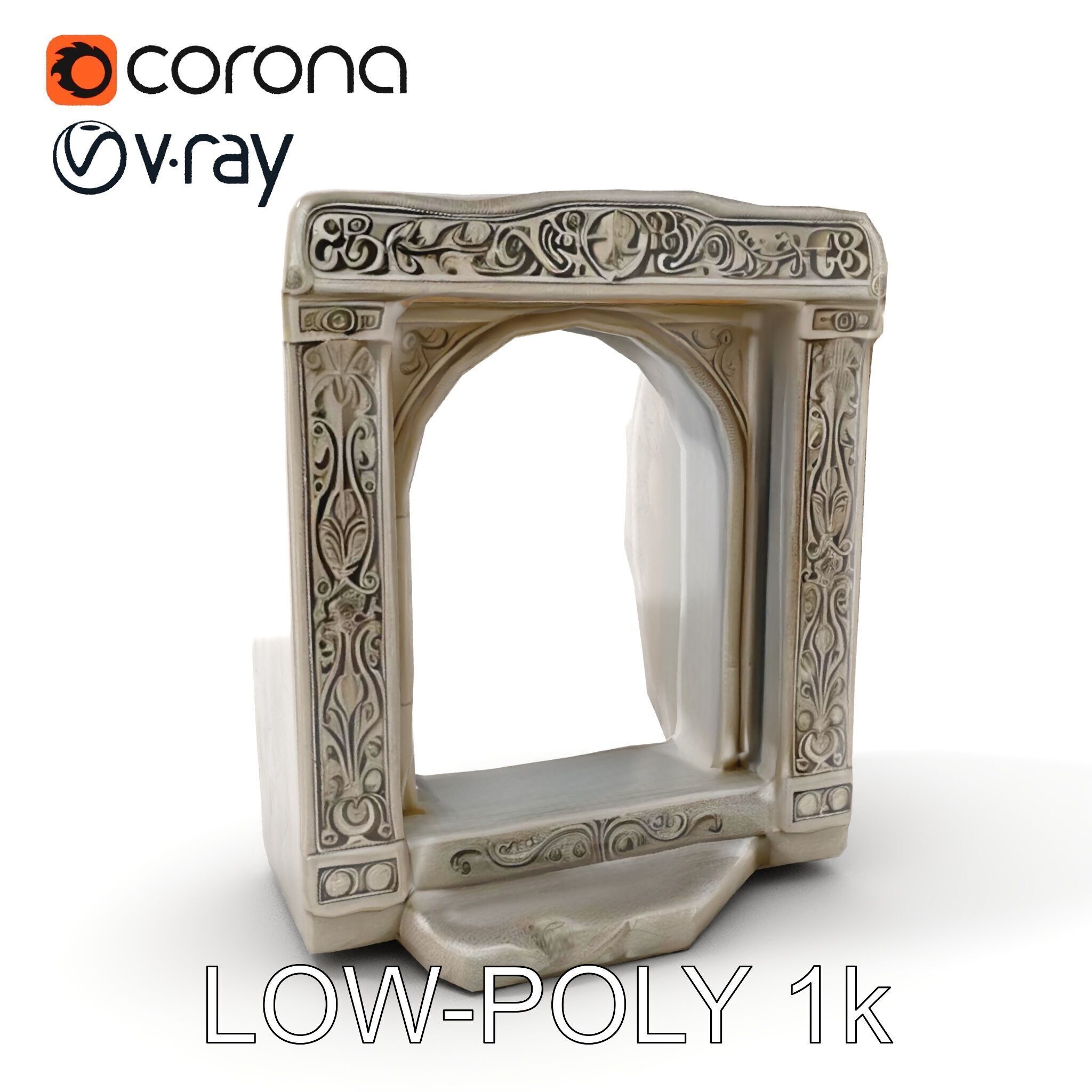 Ornate Stone Archway Model Pack Low-poly 3D model_9