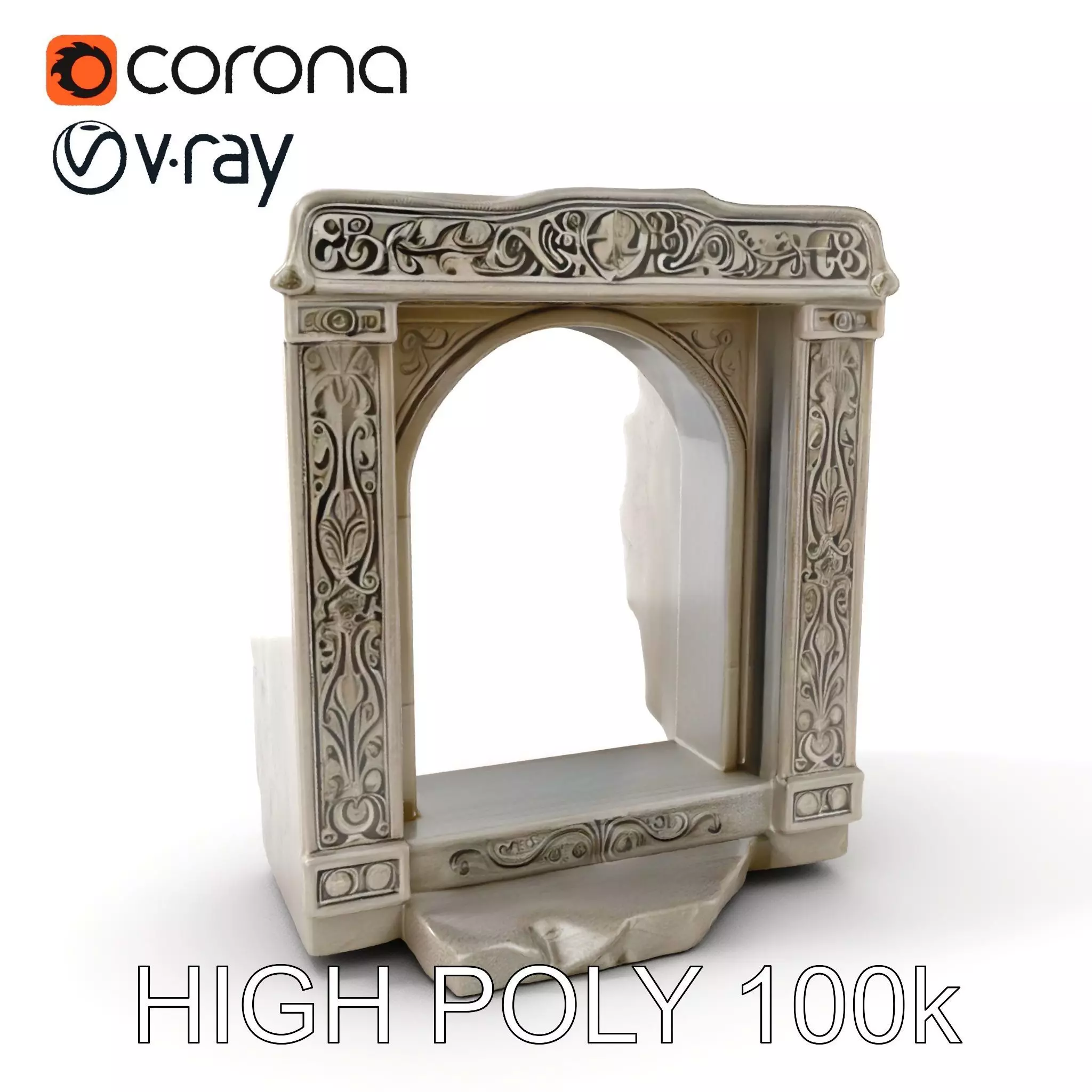 Ornate Stone Archway Model Pack Low-poly 3D model_0