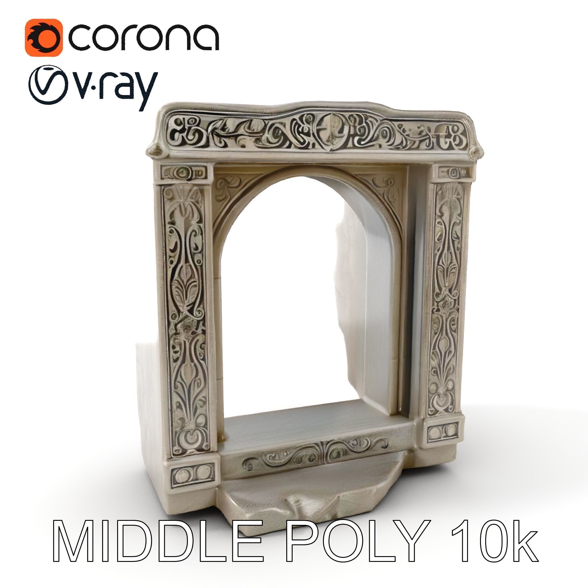 Ornate Stone Archway Model Pack Low-poly 3D model_6