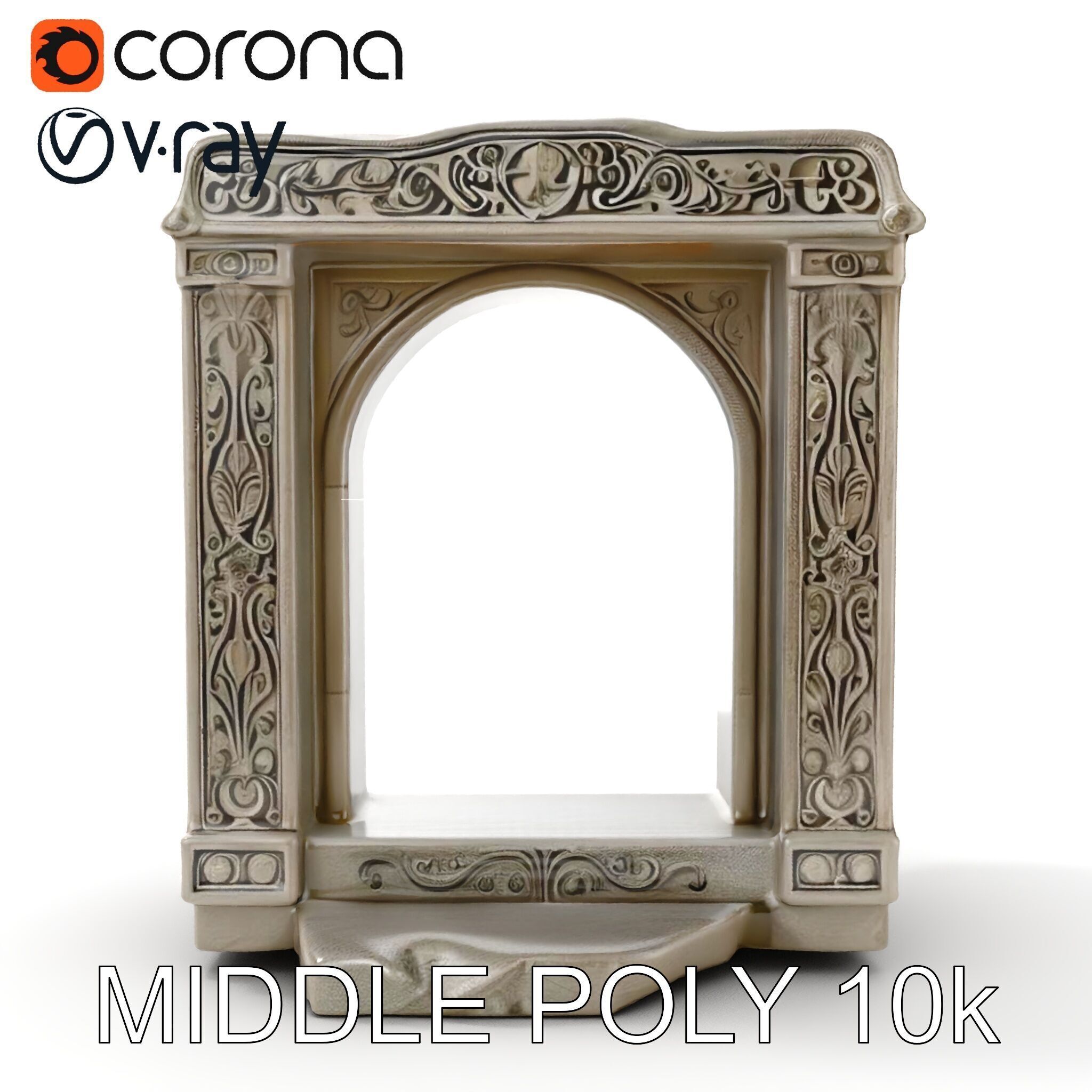 Ornate Stone Archway Model Pack Low-poly 3D model_8