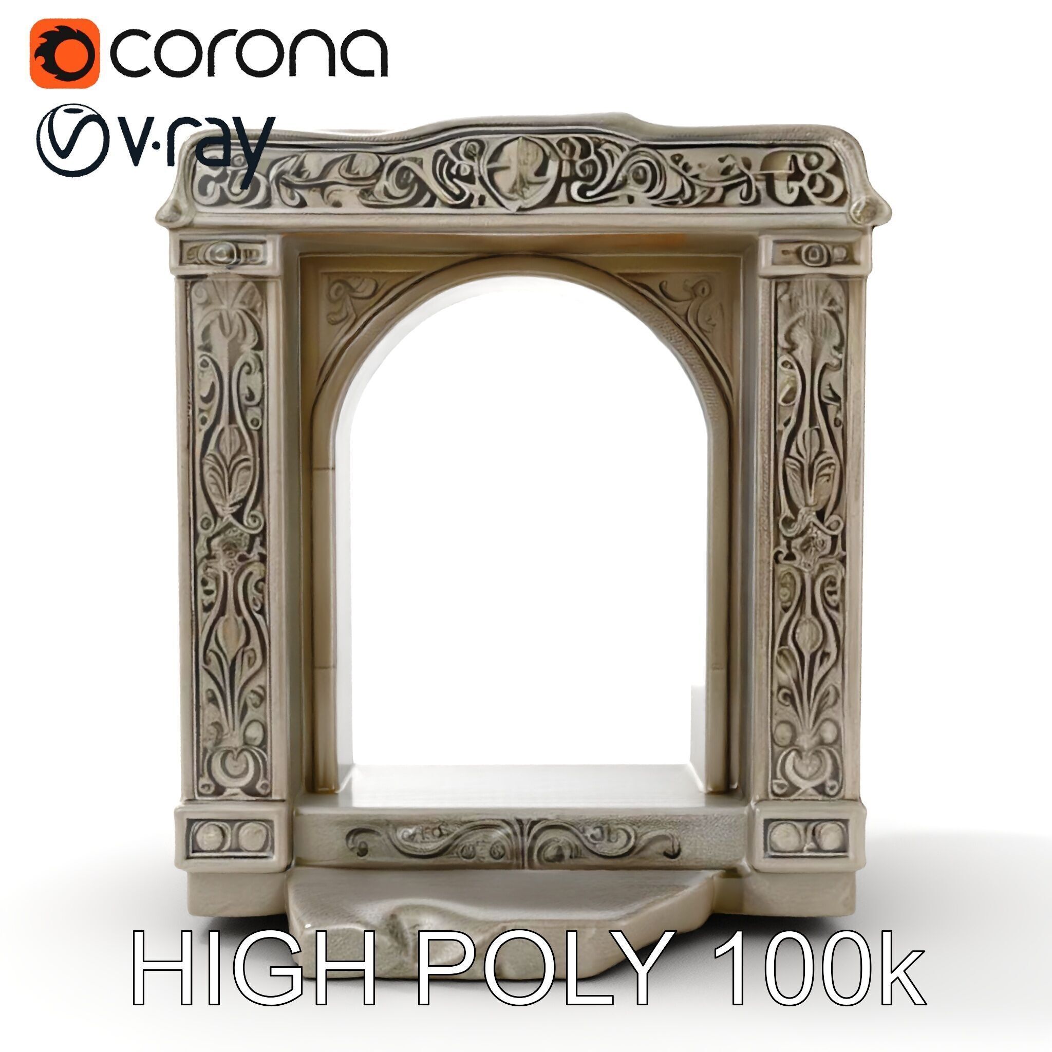 Ornate Stone Archway Model Pack Low-poly 3D model_15